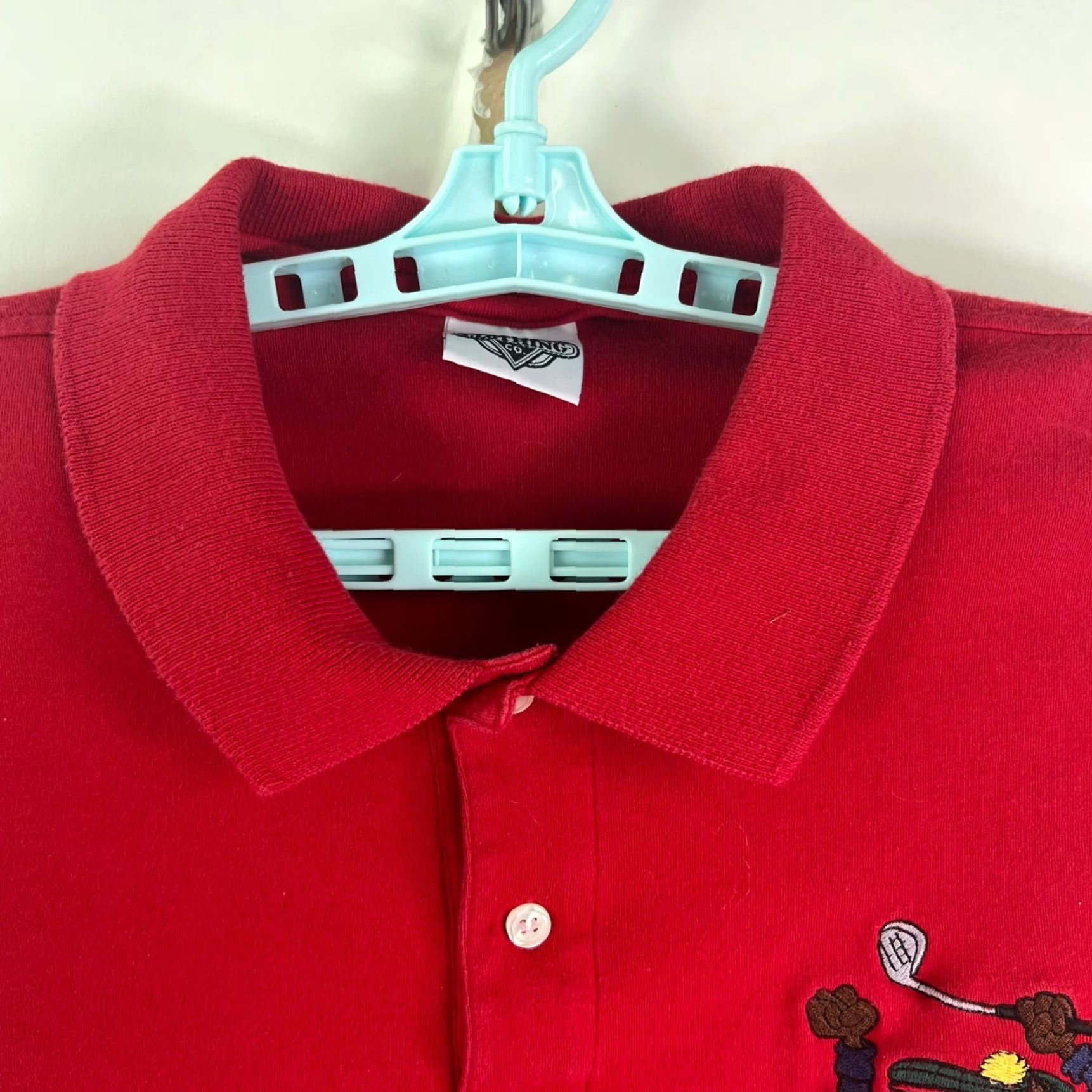 Vintage Taz Polo Mens L Red Golf Embroidered 90s Cartoon Size US L / EU 52-54 / 3 - 3 Thumbnail