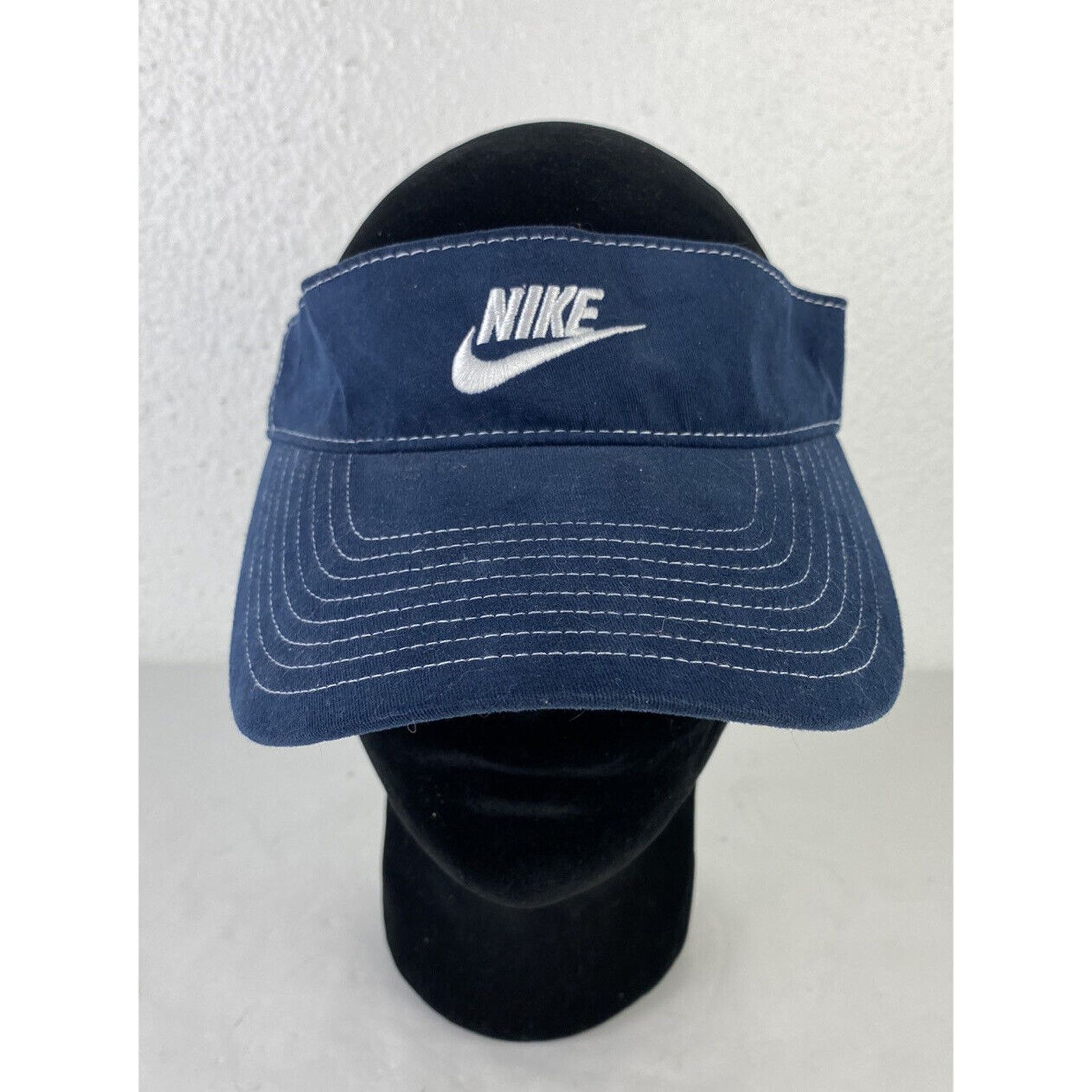 Nike Vtg 90’s Nike Visor Hat Swoosh Logo Blue White Embroidered Size ONE SIZE - 1 Thumbnail