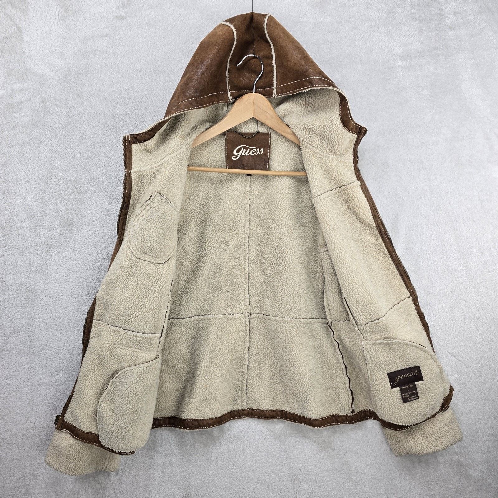 Guess Vintage Guess Jacket Womens Large Faux Suede Sherpa Leather Size L / US 10 / IT 46 - 5 Thumbnail