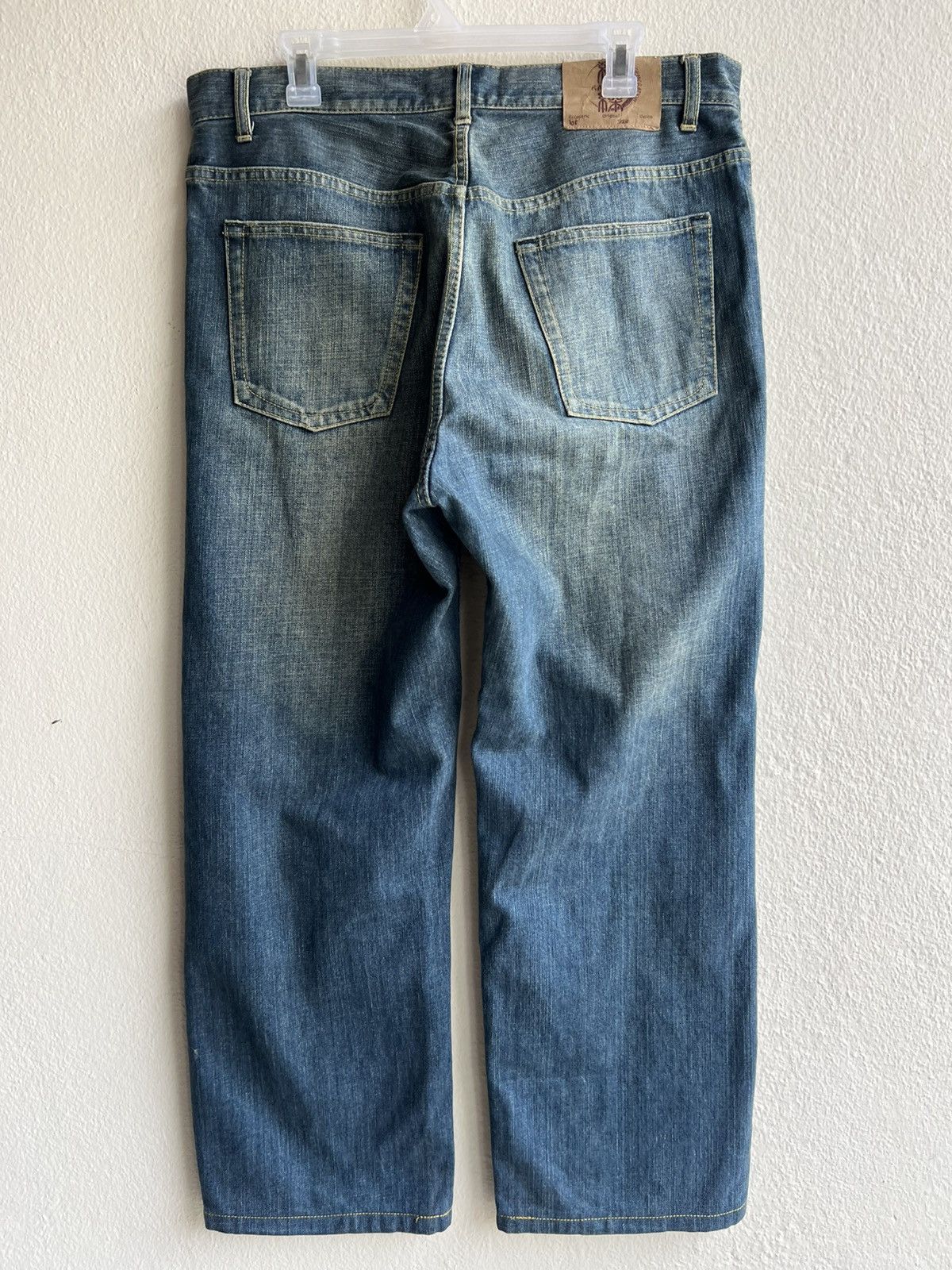 Vintage Dirty Mud Karakuri Embroidery Dragon Phoenix Denim Jeans Size US 35 - 23 Thumbnail