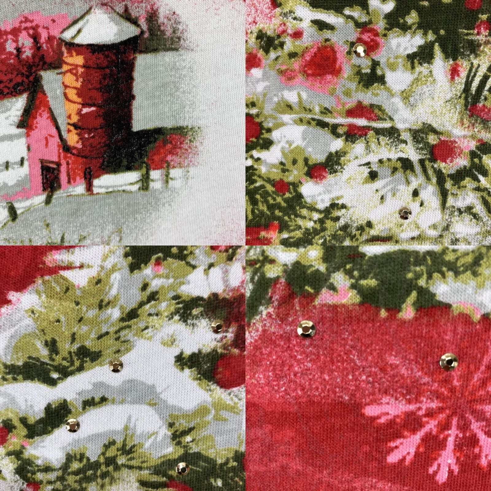 Basic Editions Women’s Blingy Christmas Shirt Graphic 50s 60s Retro Barn Cardinals Holly Medium Size M / US 6-8 / IT 42-44 - 8 Thumbnail
