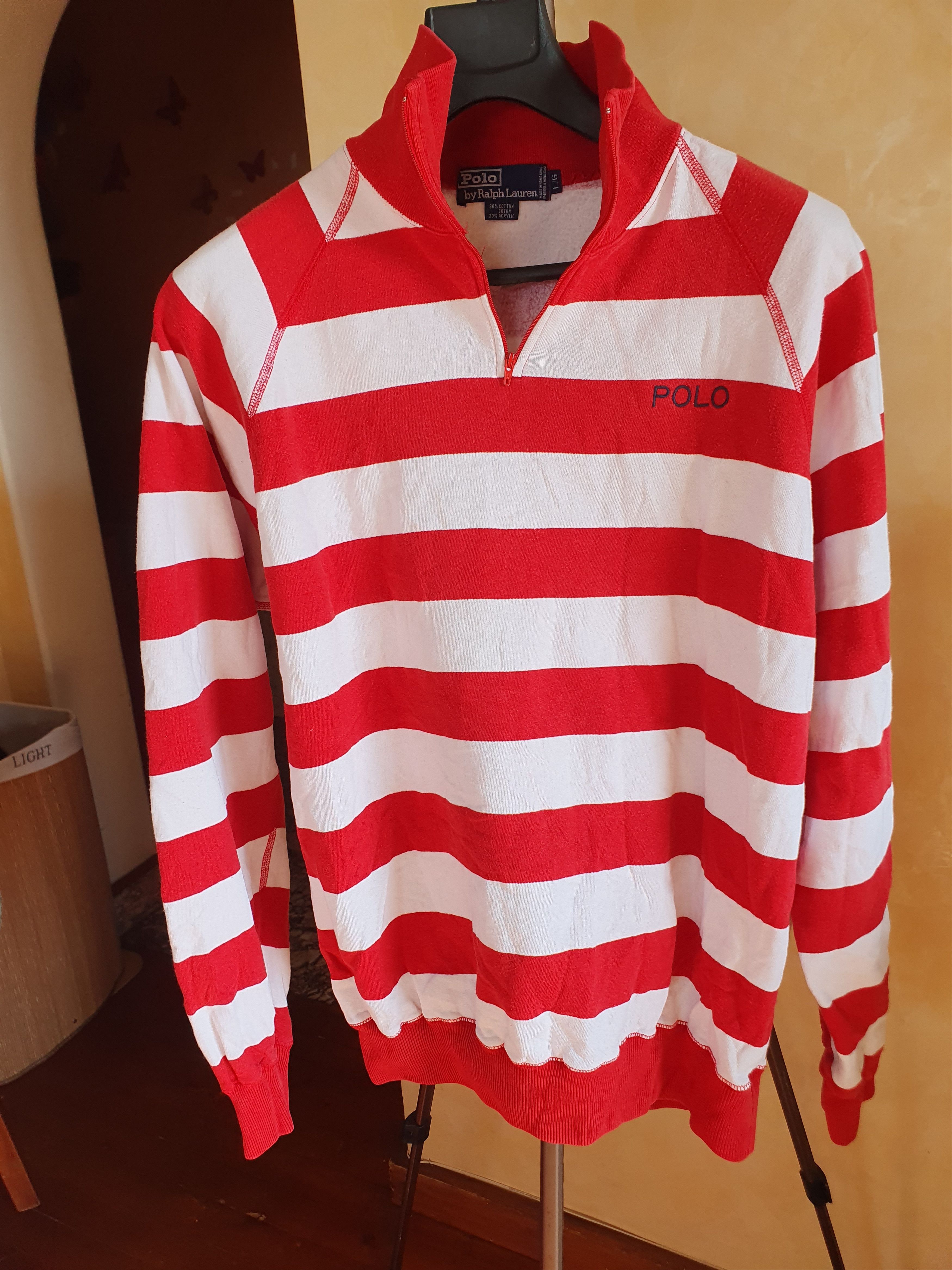 Polo Ralph Lauren × Vintage Polo Ralph Lauren Striped Rugby Sweatshirt Vtg 1/4 Zip sz L Size US L / EU 52-54 / 3 - 1 Thumbnail