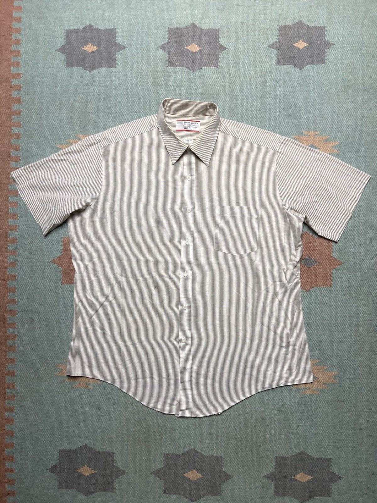 Vintage Vtg 80s button shirt Sears poly cotton pinstripe men’s XL Size US XL / EU 56 / 4 - 1 Thumbnail
