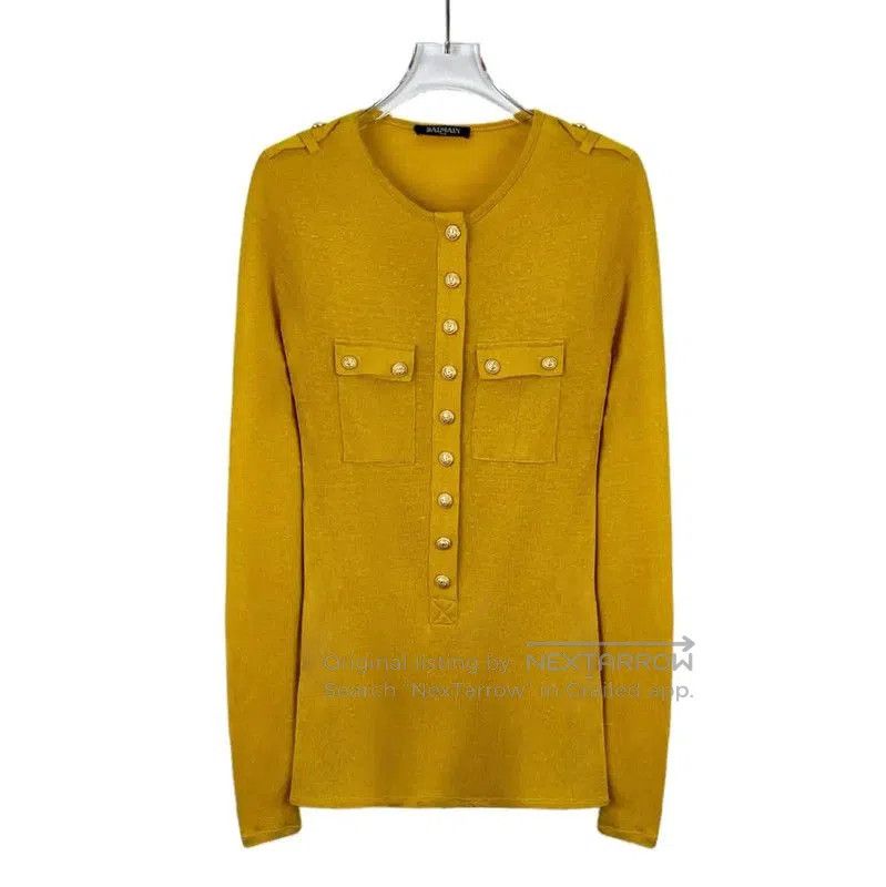 Balmain Balmain Yellow Wool Pullover Sweater for Women . Size XXS / US 00 / IT 34 - 1 Thumbnail