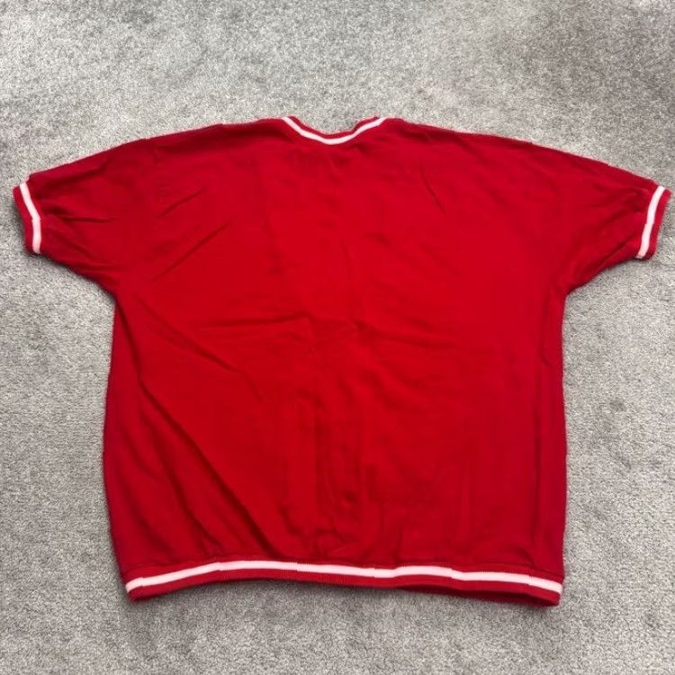 Neiman Marcus VINTAGE Neiman Marcus 80s Red Striped Knit Blouse Womens Large V-Neck Casual Short Sleeve Size L / US 10 / IT 46 - 2 Thumbnail
