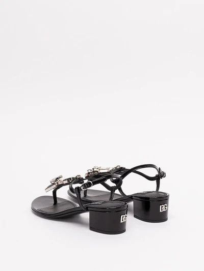Dolce & Gabbana o1y0925 Leather Ankle Strap Thong Sandals in Black Size US 5.5 / IT 35.5 - 3 Thumbnail