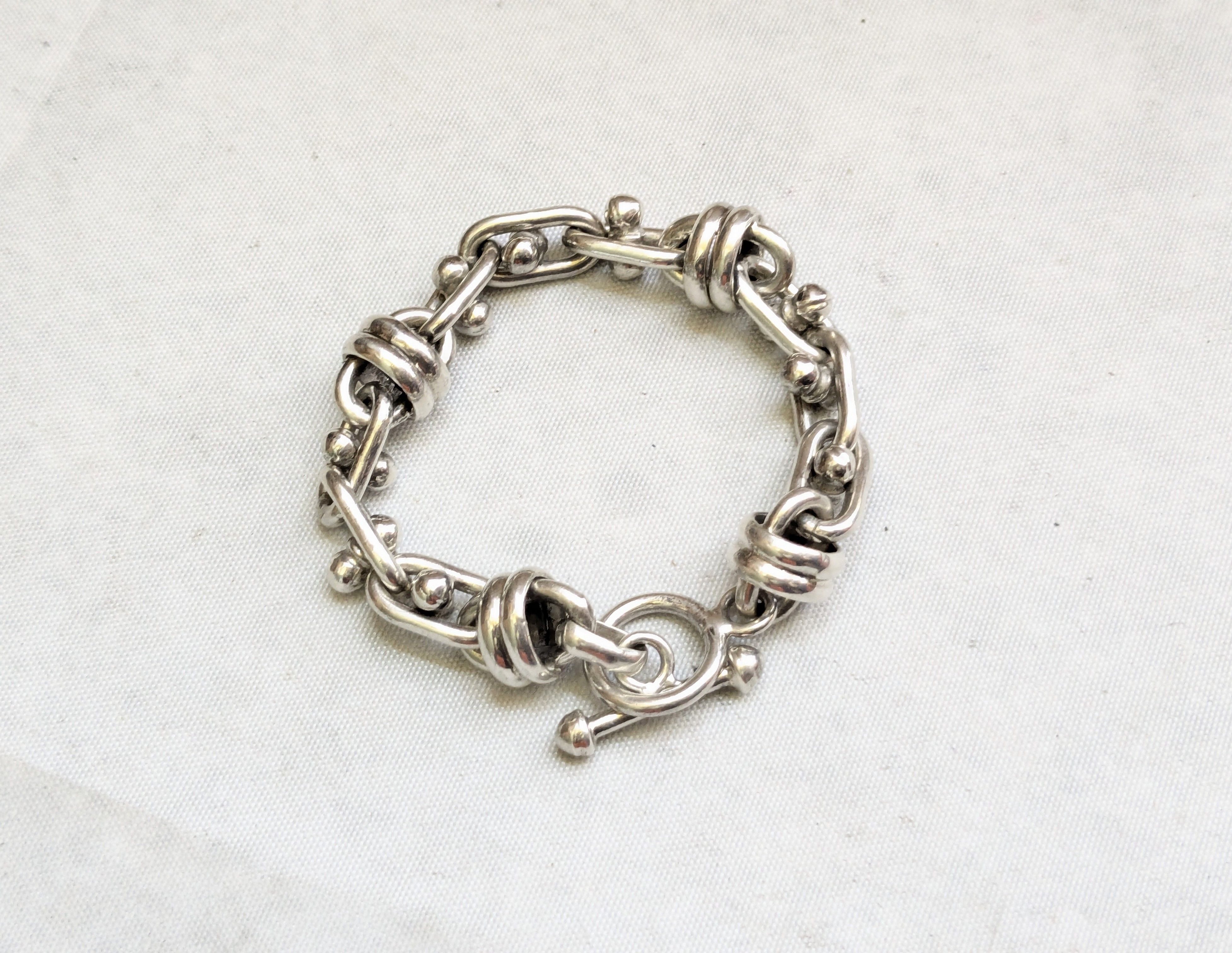 Jewelry Sterling Silver Bracelet DNA Knot 6.25" Biker Heavy Size ONE SIZE - 2 Thumbnail