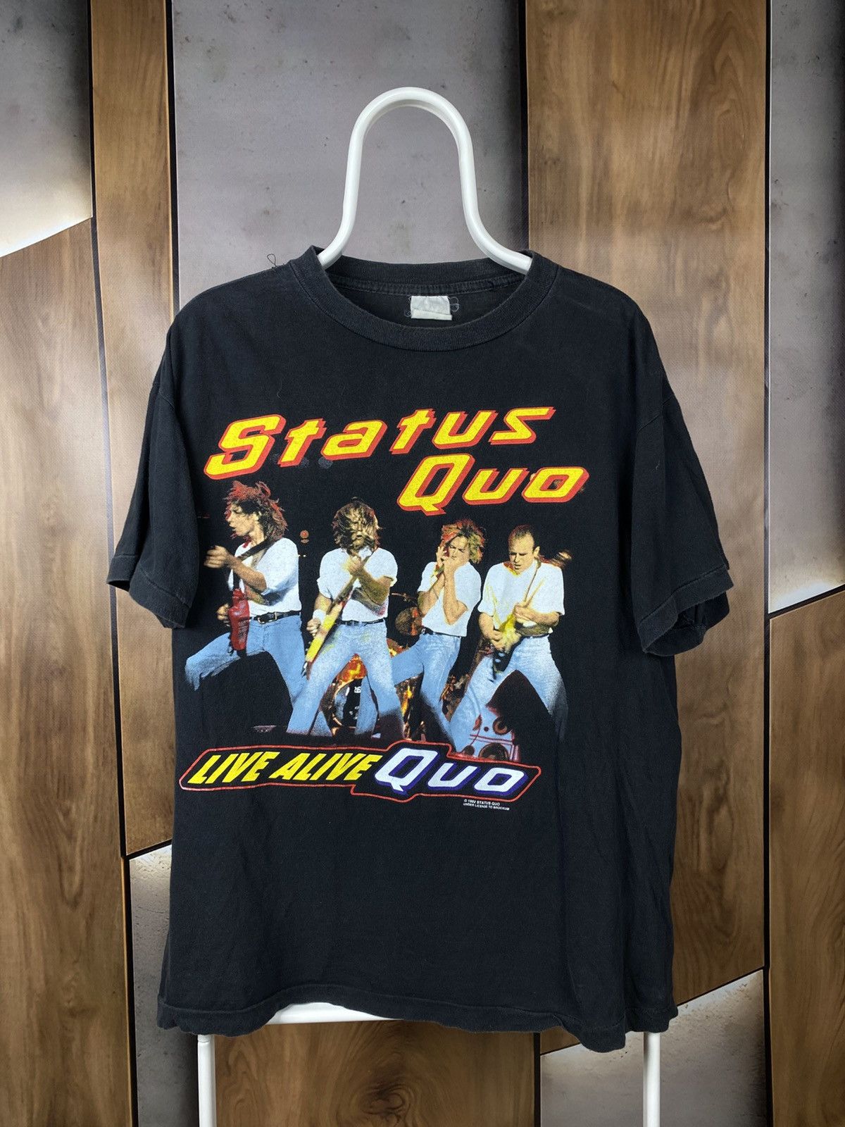 Band Tees 🎸Vintage 1992 T-Shirt Status Quo Live Alive Quo Tour Tee🎸 Size US L / EU 52-54 / 3 - 1 Thumbnail