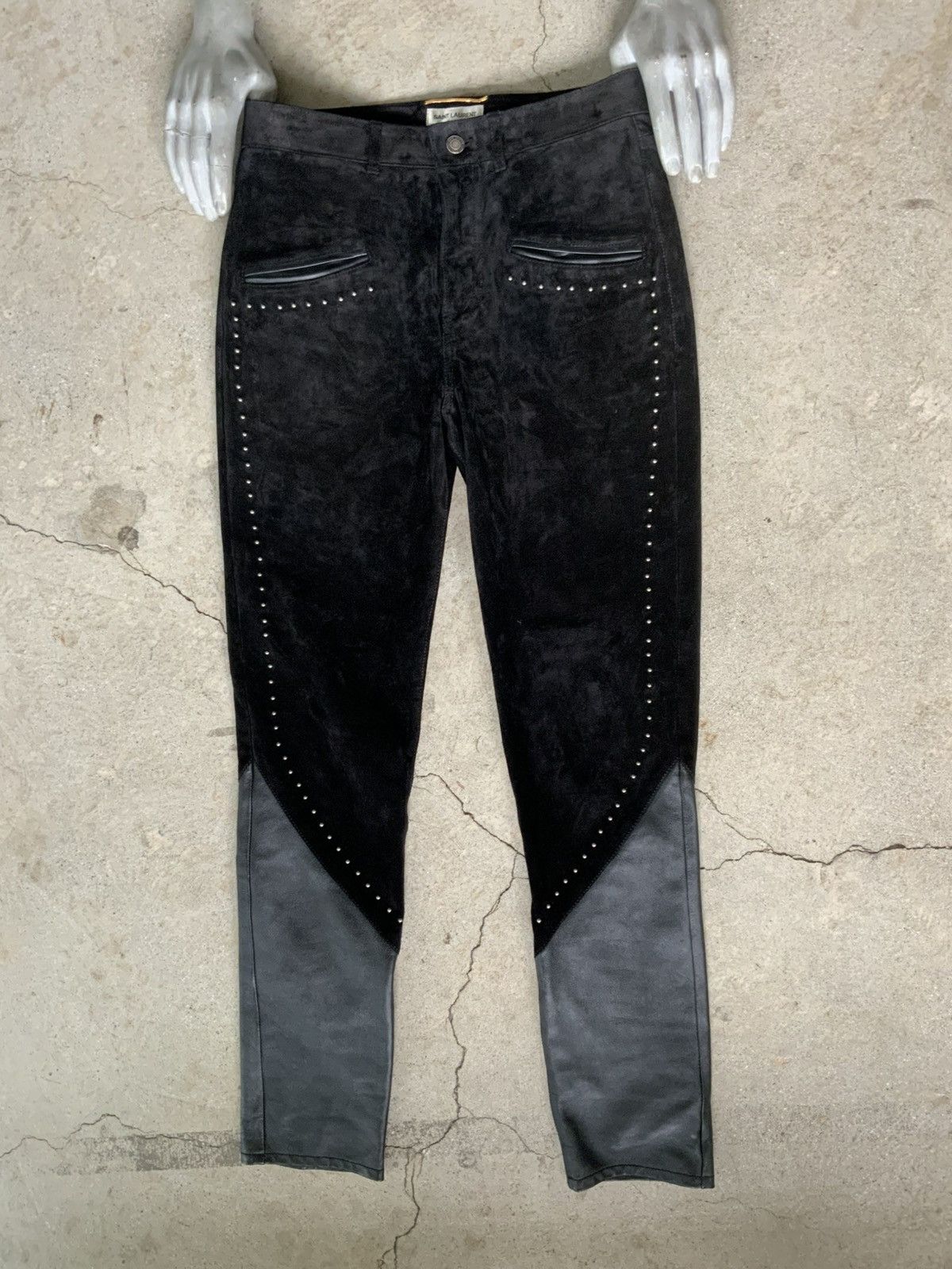 Saint Laurent Paris SAINT LAURENT PARIS STUDDED SUEDE LEATHER PANTS Size US 30 / EU 46 - 1 Thumbnail