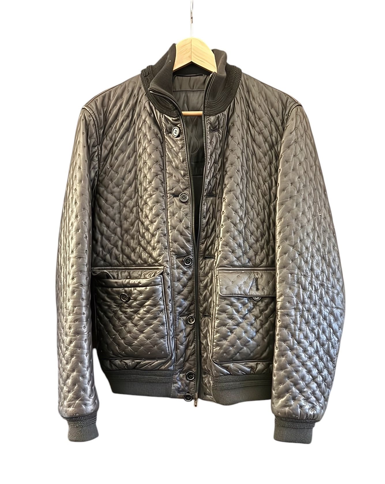Yves Saint Laurent QUILTED LEATHER BOMBER JACKET Size US M / EU 48-50 / 2 - 1 Thumbnail