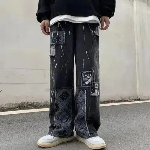 Jean VIBE Bandana Patchwork Straight Leg Baggy Jeans Size US 30 / EU 46 - 5 Thumbnail