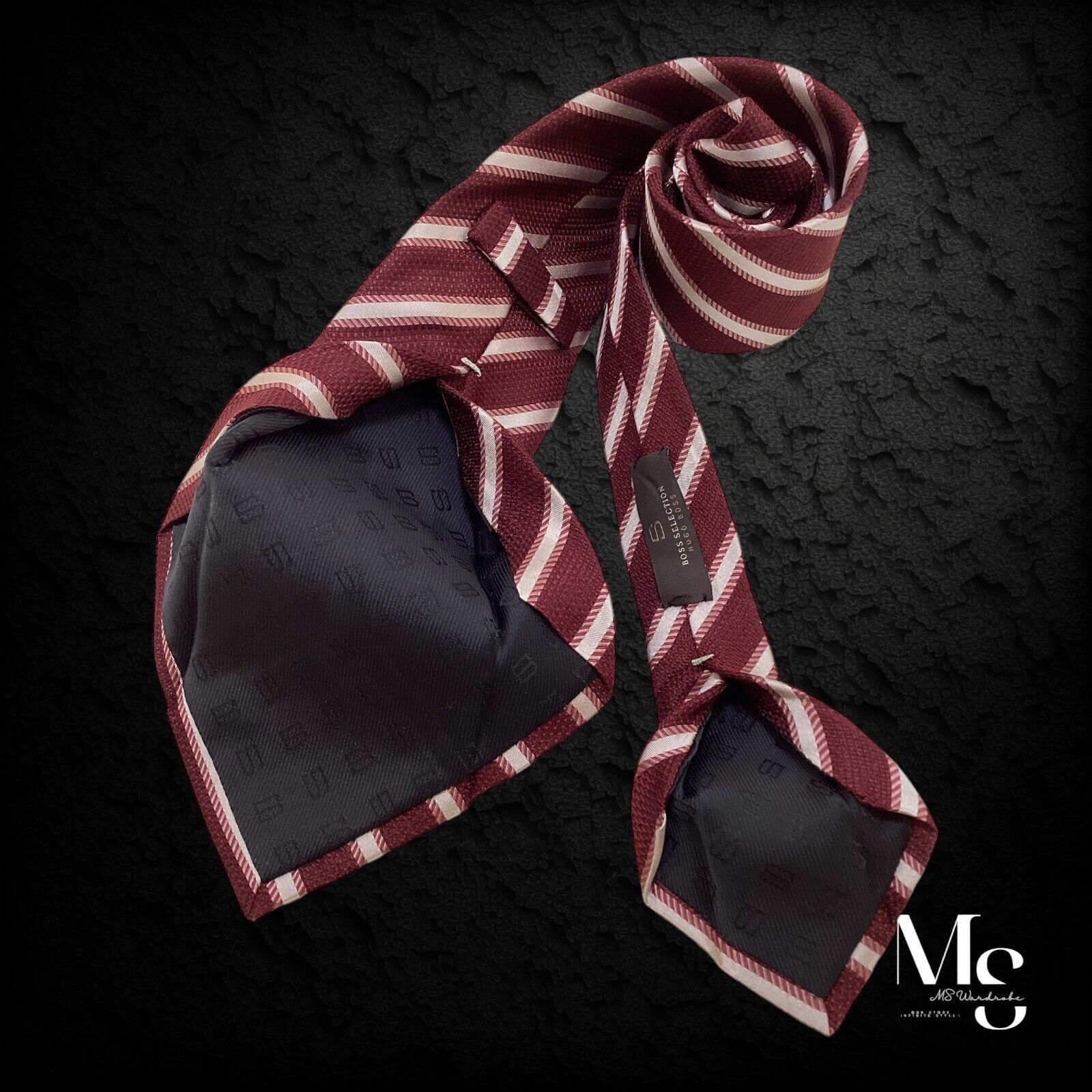 Hugo Boss BOSS HUGO BOSS Selection Trifold Purple Striped Silk Tie Ita Size ONE SIZE - 4 Thumbnail
