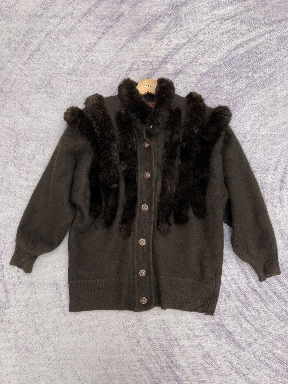 Other 🔴Jacket Rabbit Trim Cardigan Winter Pattern Nice Design Size M / US 6-8 / IT 42-44 - 2 Thumbnail