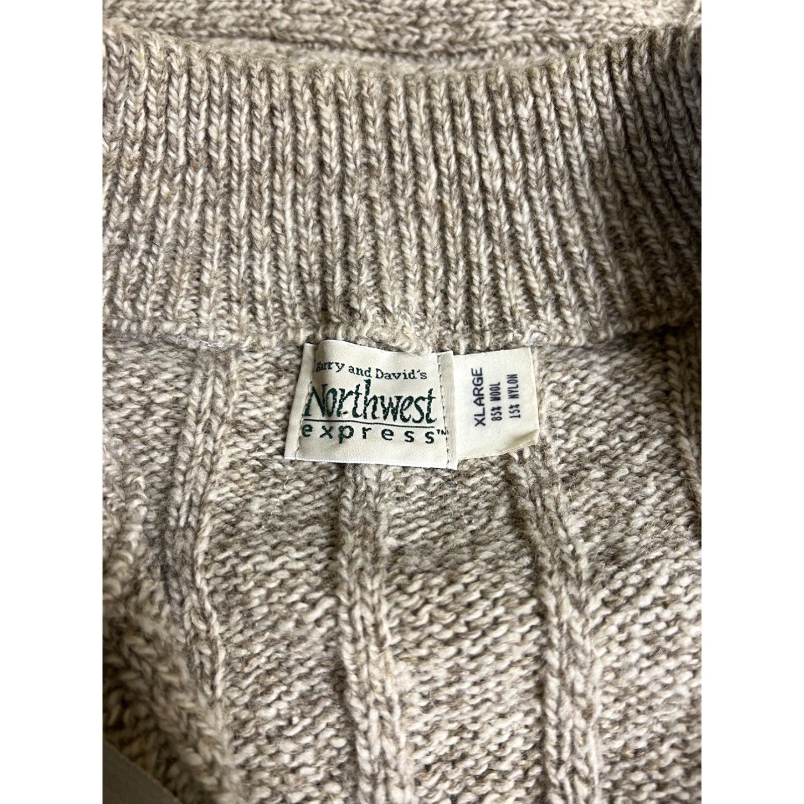 Express Harry & Davids Northwest Express Oatmeal Beige Full Zip Sweater Womens XL Beige Regular Women Size XL Sweatery? Size XL / US 12-14 / IT 48-50 - 3 Thumbnail