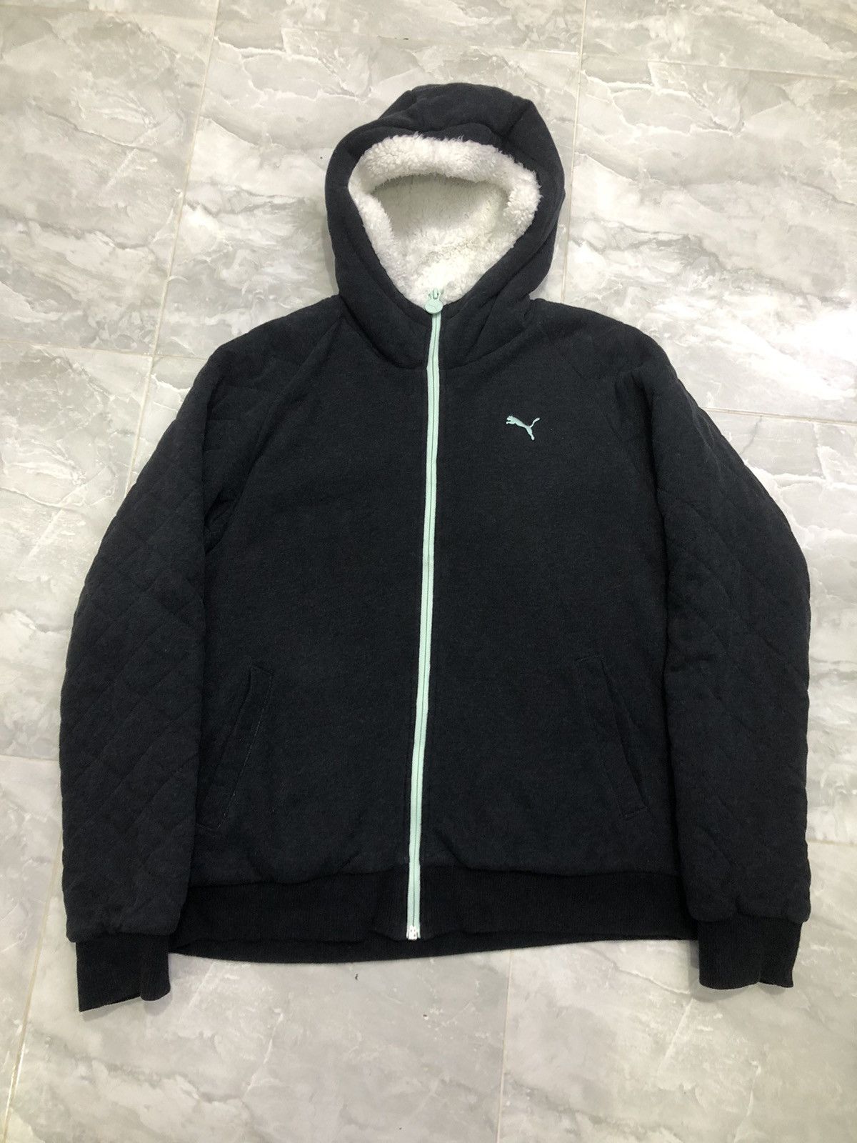 Puma Puma Women’s Sherpa Lined Black Charcoal Quilted Hoodie Size L / US 10 / IT 46 - 16 Thumbnail