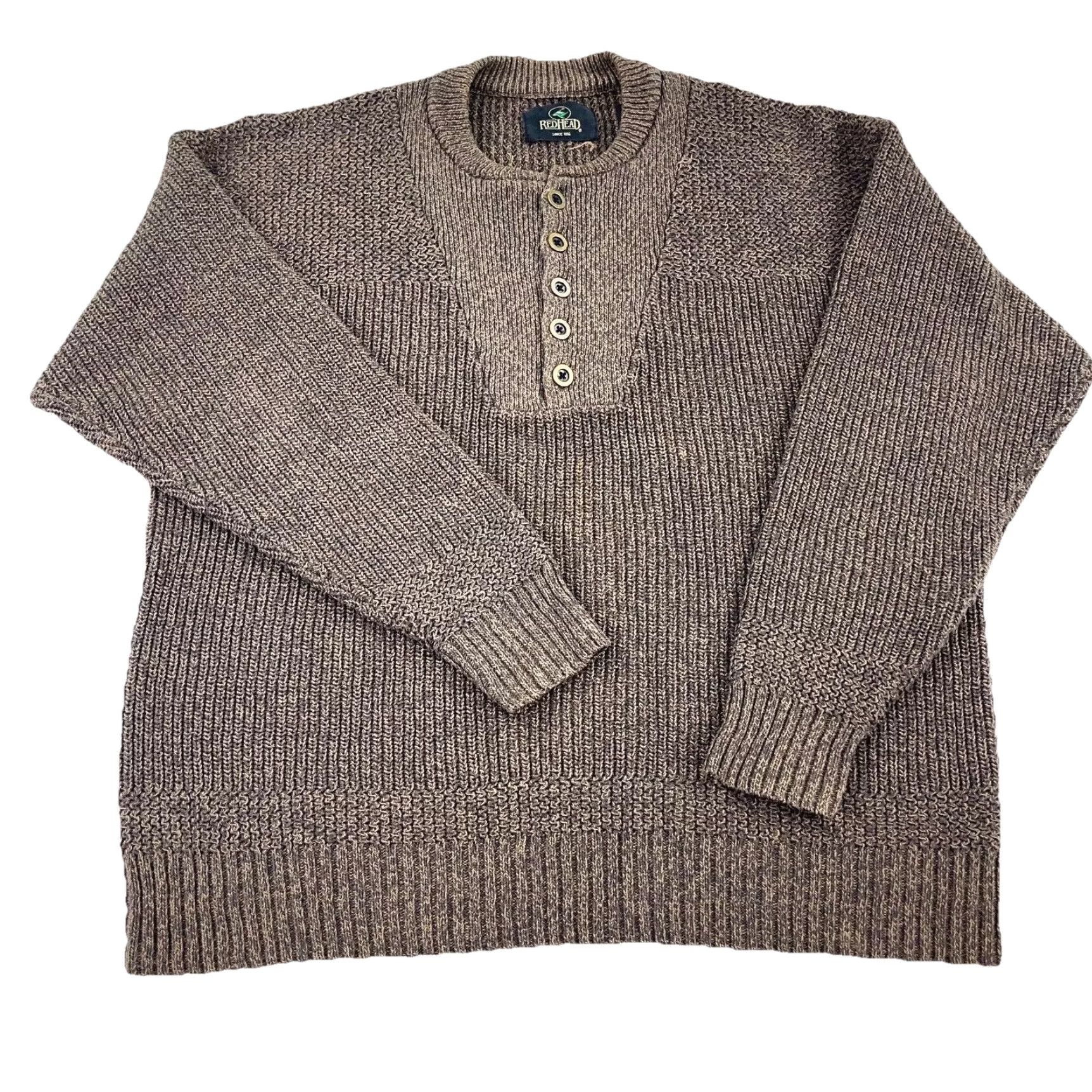 Vintage RedHead Sweater Men L Brown Henley Pullover Heavy Knit Crew Neck Adult Size L Solid Chunky Knit Embroidered Logo Brown RedHead Pullover Mens Size US L / EU 52-54 / 3 - 2 Thumbnail