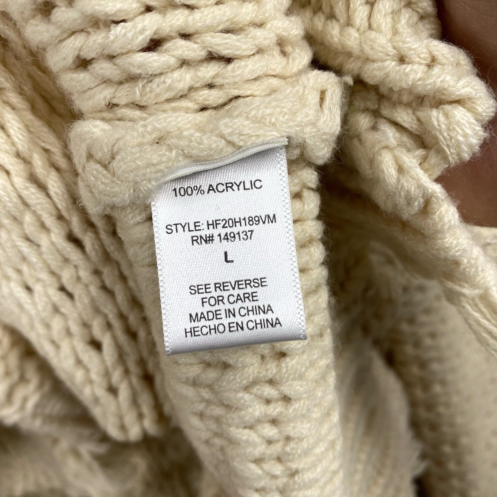Vintage HYFVE Chunky Knit Sweater Womens L Cream Oversized Fringe Boho Dolman Sleeve Cardigan Size L / US 10 / IT 46 - 7 Thumbnail