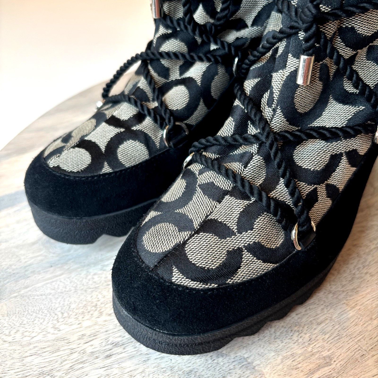 Coach Coach Signature Wedge Winter Boots Black Suede Women's 7.5 Size US 7.5 / IT 37.5 - 8 Thumbnail