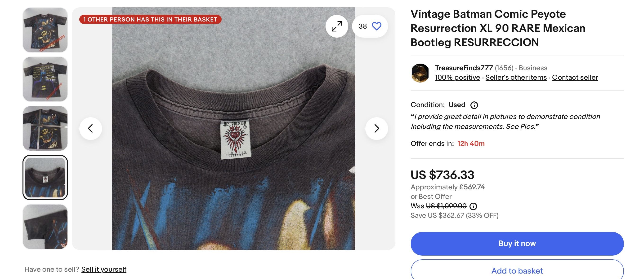 Vintage *RARE* Vintage Batman Tee Size US L / EU 52-54 / 3 - 10 Thumbnail
