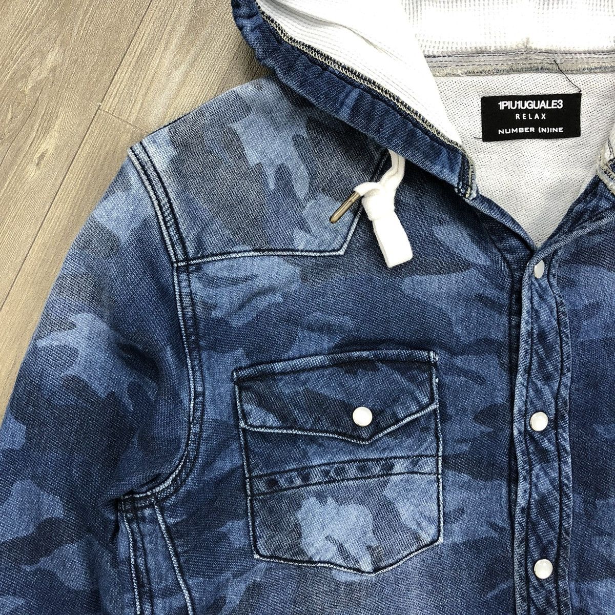 Number (N)ine 1PIU1UGUE3 RELAX NUMBER (N)INE Blue Camo Button Hoodie Size US M / EU 48-50 / 2 - 5 Thumbnail