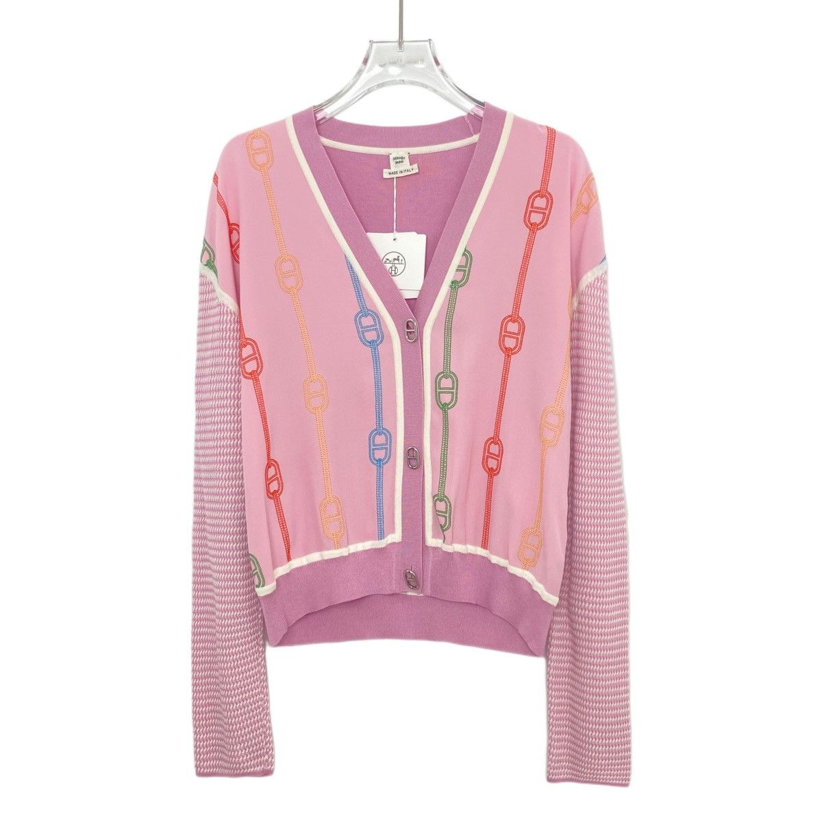 Hermes Hermes SS23 Two-tone Cable Knit Long Sleeve Knit Top K26WX Size XXS / US 00 / IT 34 - 1 Thumbnail