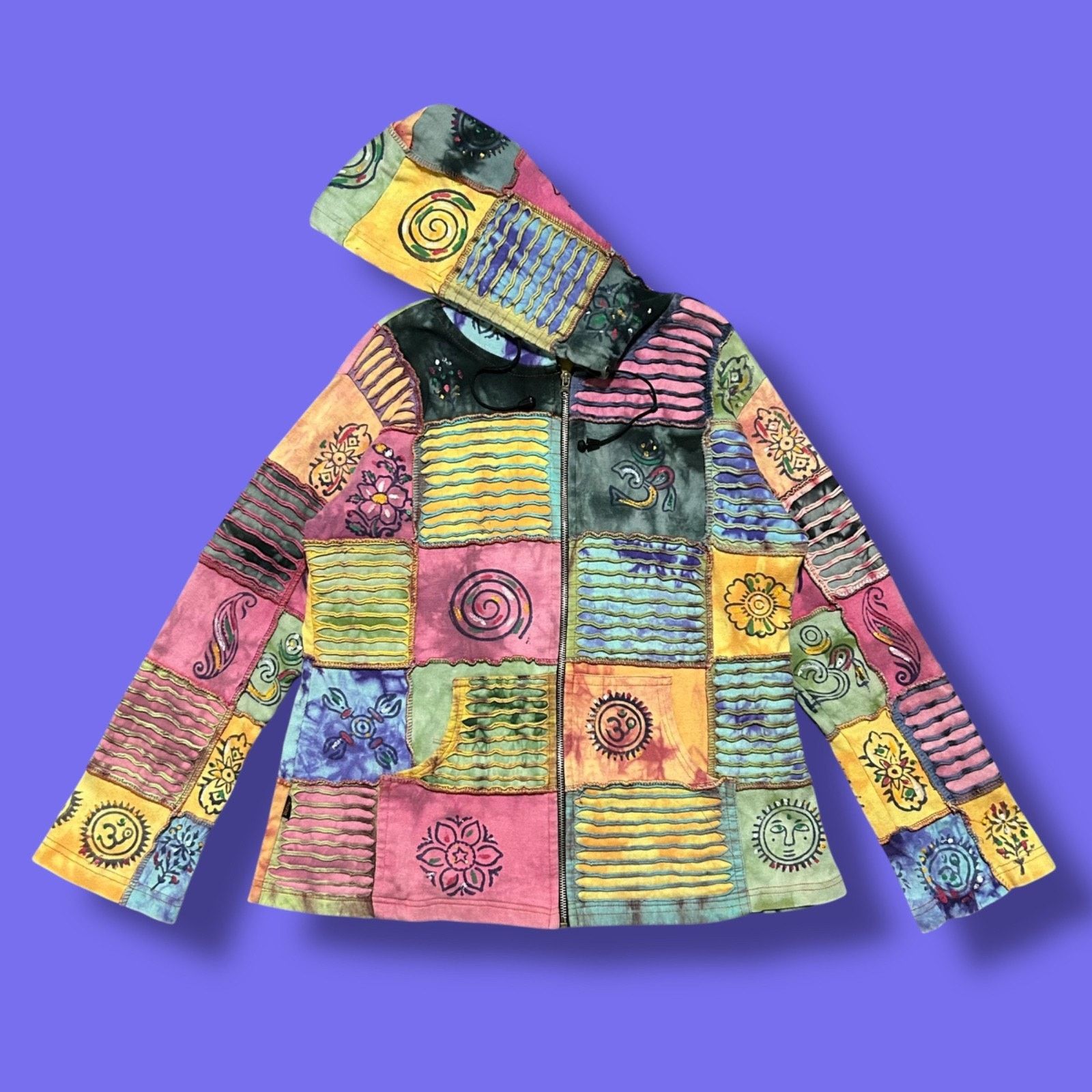 Vintage Vintage Hippie Jacket Patchwork Nepal Boho Full Zip 90s y2k Size XL / US 12-14 / IT 48-50 - 1 Thumbnail