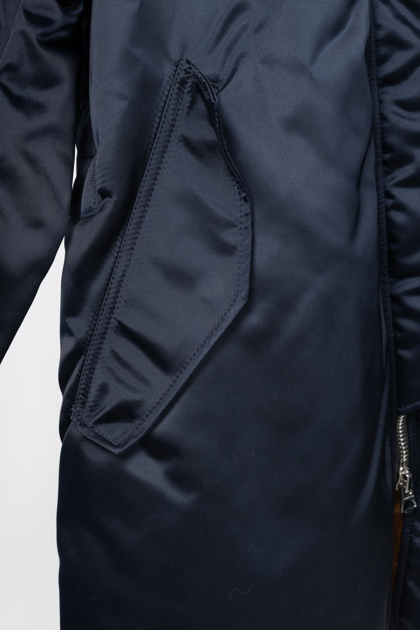 Acne Studios Acne Studios Aude Navy Nylon Long Bomber Jacket Size XS / US 0-2 / IT 36-38 - 8 Thumbnail