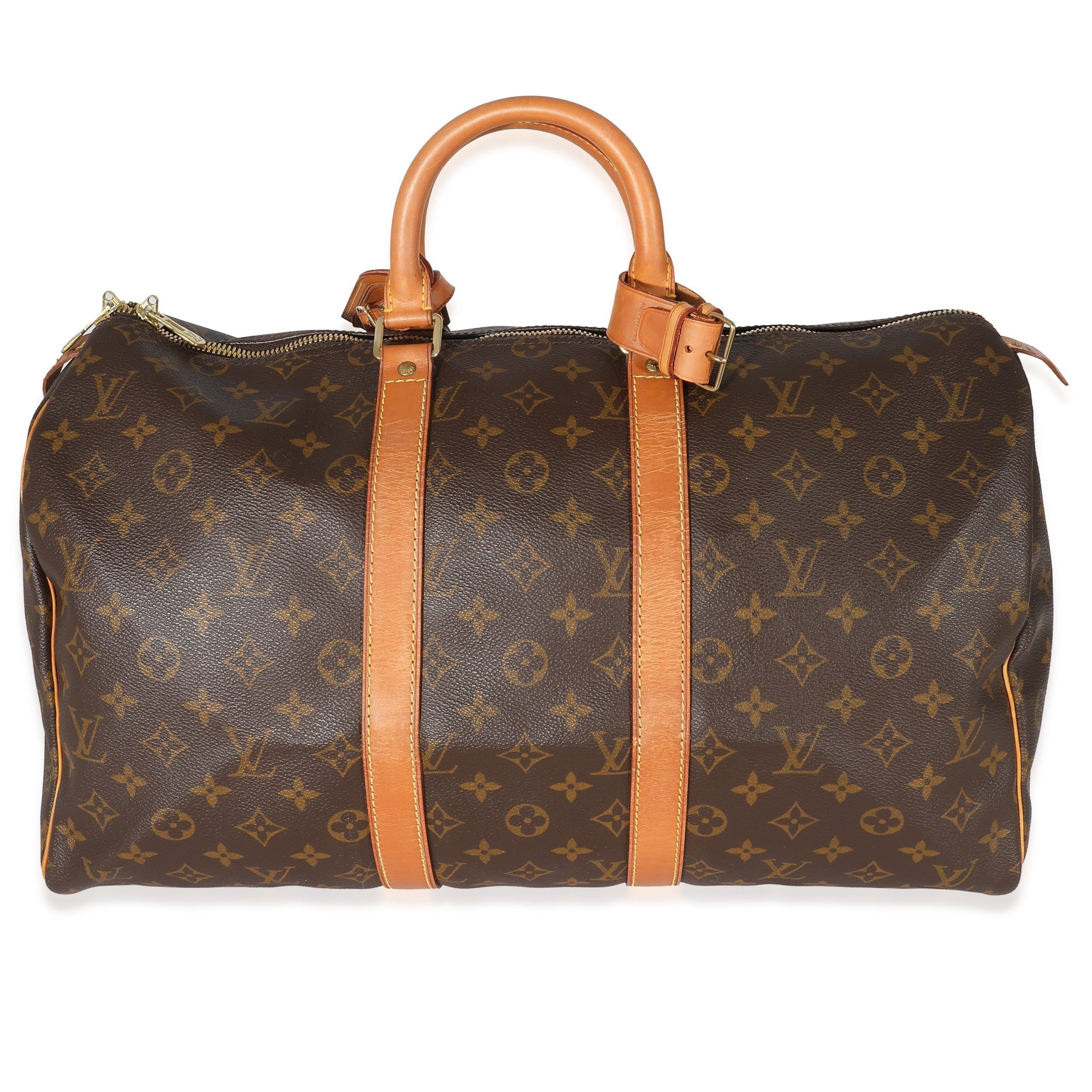 image of Louis Vuitton Monogram Canvas Keepall 45 in Brown, Women's