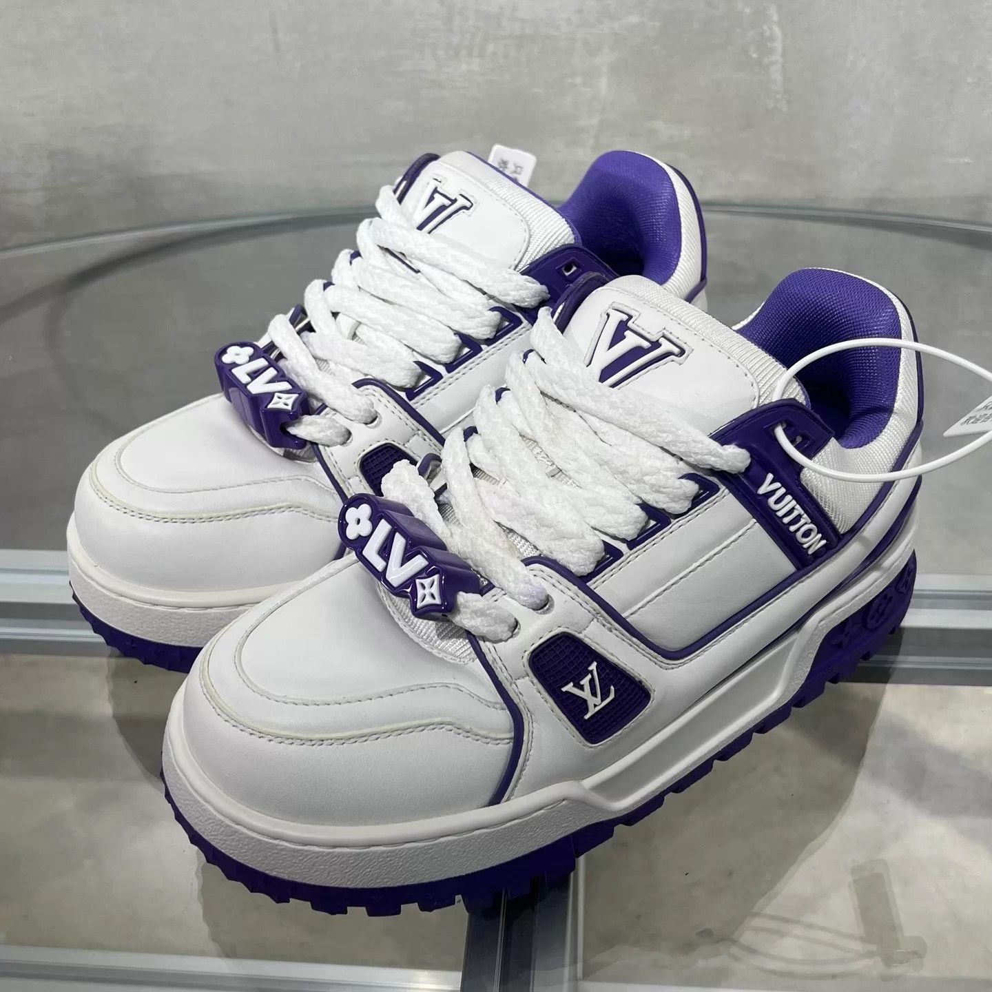 Louis Vuitton LV White & Purple Pangding UK2 Size US 4.5 / IT 34.5 - 2 Thumbnail