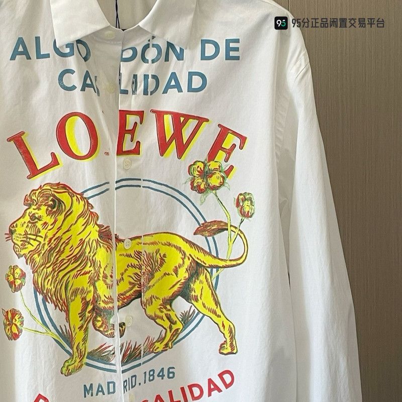 Loewe LOEWE FW21 Lion Logo Cotton Long-Sleeve Shirt Size US M / EU 48-50 / 2 - 1 Thumbnail