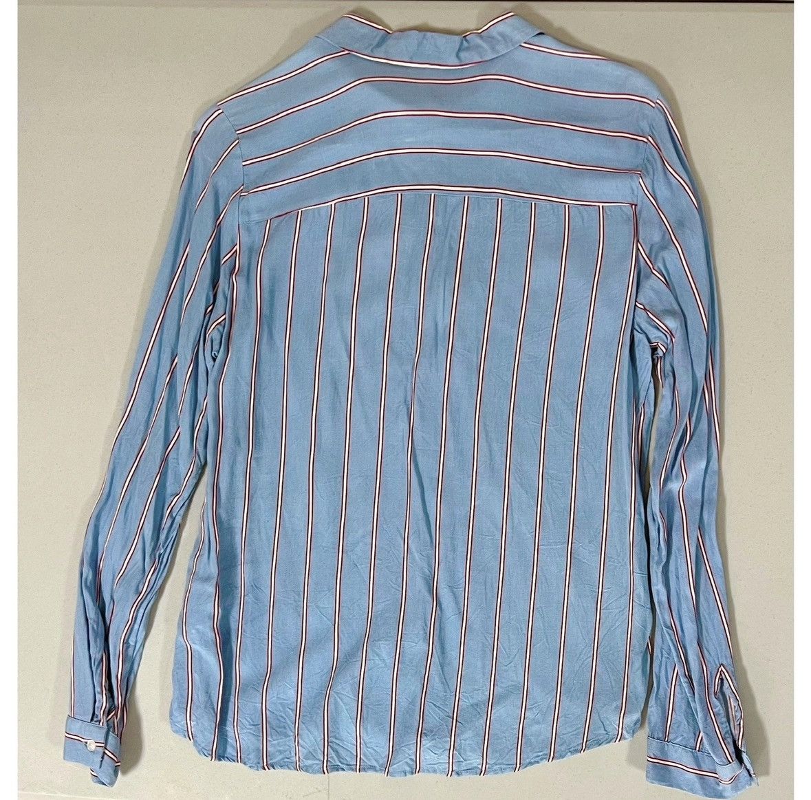 Vintage Blue Striped Collared Button-Down Shirt Top Blouse Size 4 💙❤️ Size S / US 4 / IT 40 - 3 Thumbnail