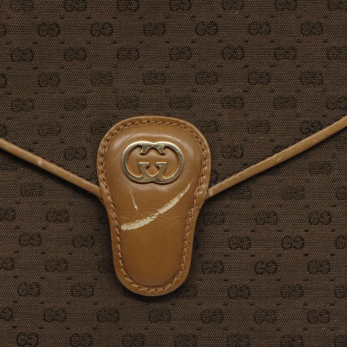 Gucci GUCCI Micro GG Canvas Shoulder Bag Brown Gold Size ONE SIZE - 14 Thumbnail