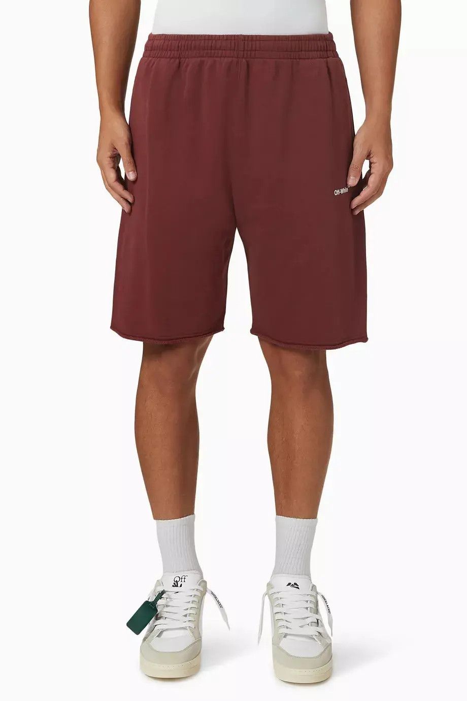 Off-White o1gr1nt1124 Diag Helvetica Sweatshort in Barolo Size US 38 / EU 54 - 2 Thumbnail