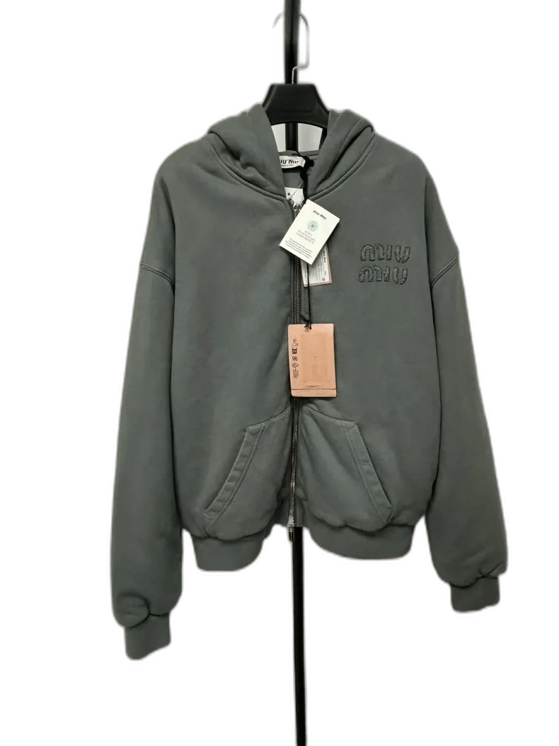 Miu Miu Miu Miu Graphite Gray Hooded Cotton Jacket Size US S / EU 44-46 / 1 - 1 Thumbnail