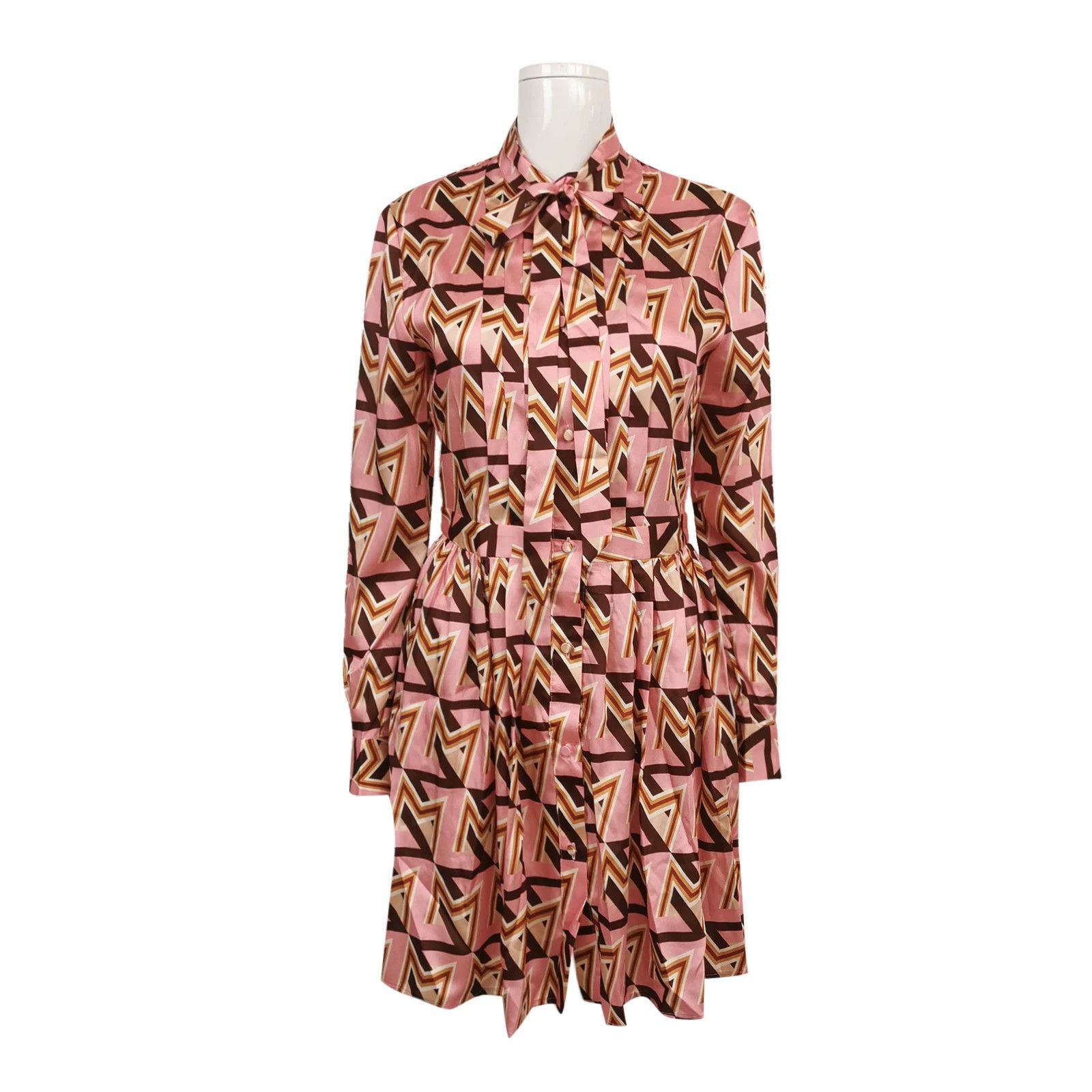 MSGM MSGM Colorblock Print Tie Long Sleeve Dress Size S / US 4 / IT 40 - 1 Thumbnail