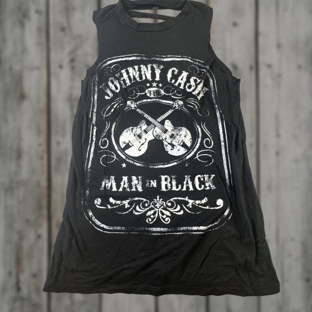 Vintage VINTAGE Johnny Cash Shirt Womens Large Black Man In Black Cut Off Distressed Tank Top Size S / US 4 / IT 40 - 1 Thumbnail