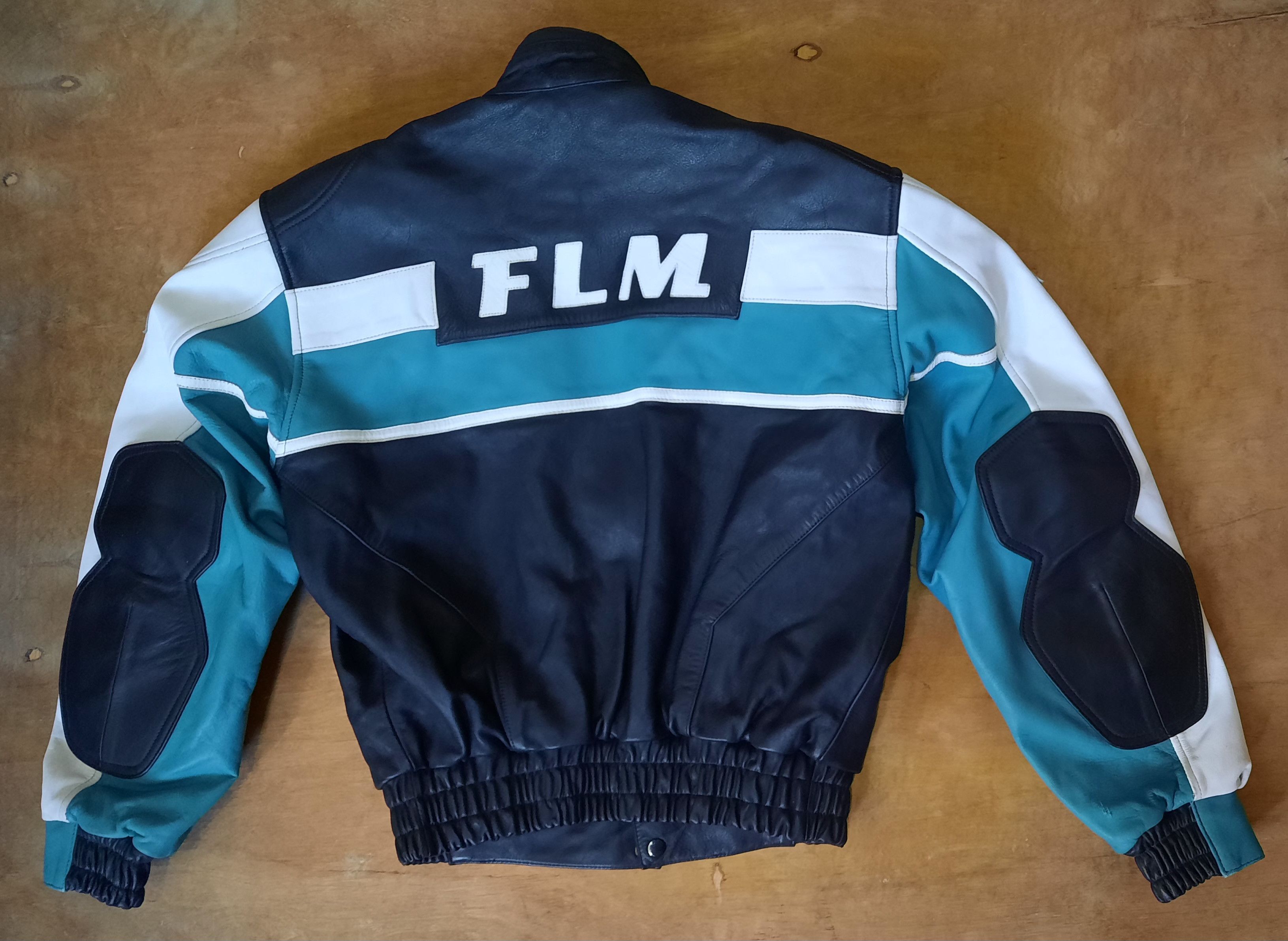 Vintage 80s 70s FLM Greyhound Racing leather motorcycle jacket Size US L / EU 52-54 / 3 - 5 Thumbnail