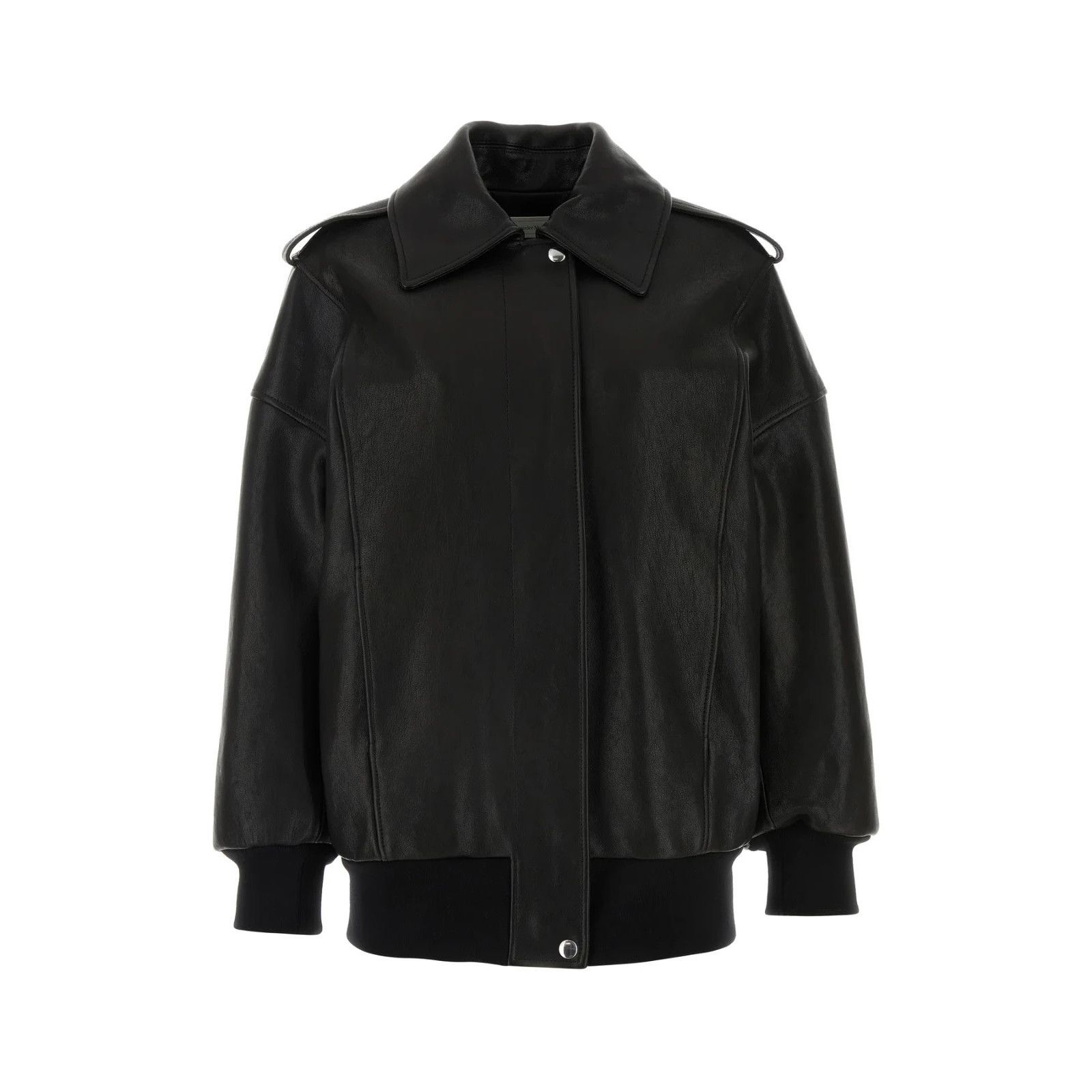Alexander McQueen ALEXANDER MCQUEEN Black Leather Oversize Jacket New & Authen Size S / US 4 / IT 40 - 1 Thumbnail