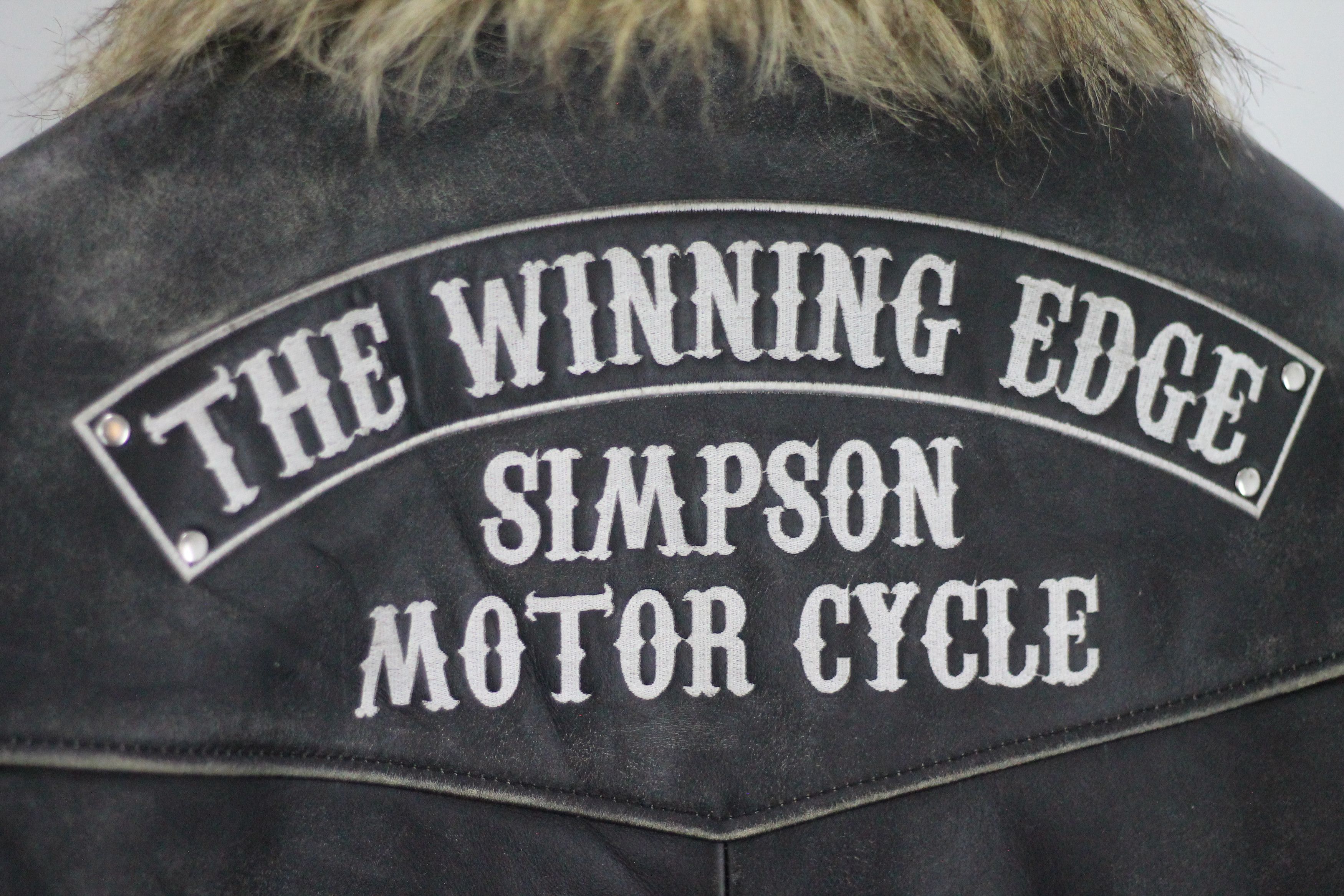Vintage RARE! Vintage SIMPSON Leather Jacket Removable Fur Collar. Size US L / EU 52-54 / 3 - 7 Thumbnail