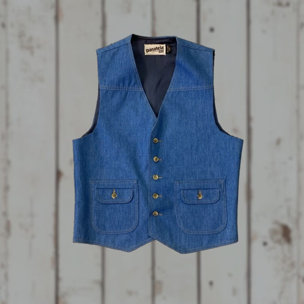 Vintage VINTAGE Lana Panatela Sportswear By Levi’s Denim Vest M Blue Denim 1970s Levi’s Mens? Size US M / EU 48-50 / 2 - 1 Thumbnail