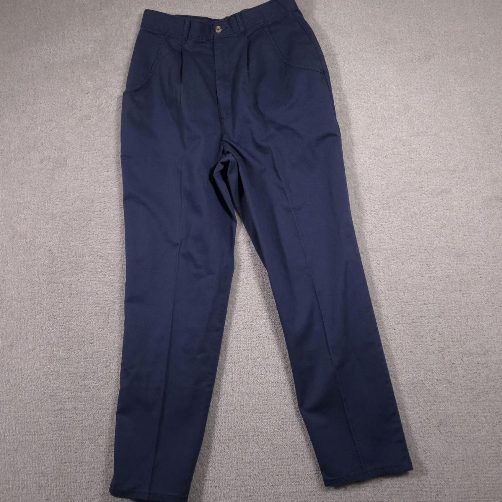 Vintage VINTAGE Chic Pants Womens 14 Blue Pleated Twill Chino Straight Leg Workwear 90s Mens WomensGirls Size 36" / US 14 / IT 50 - 2 Thumbnail