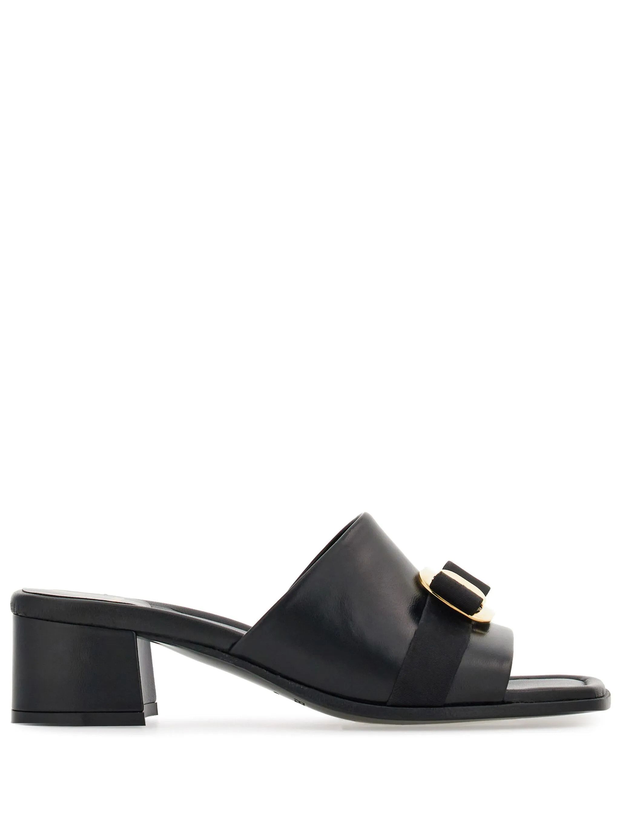 Salvatore Ferragamo o1s1rm0526 Zelie Nappa Leather Mules in Black Size US 10 / IT 40 - 1 Thumbnail