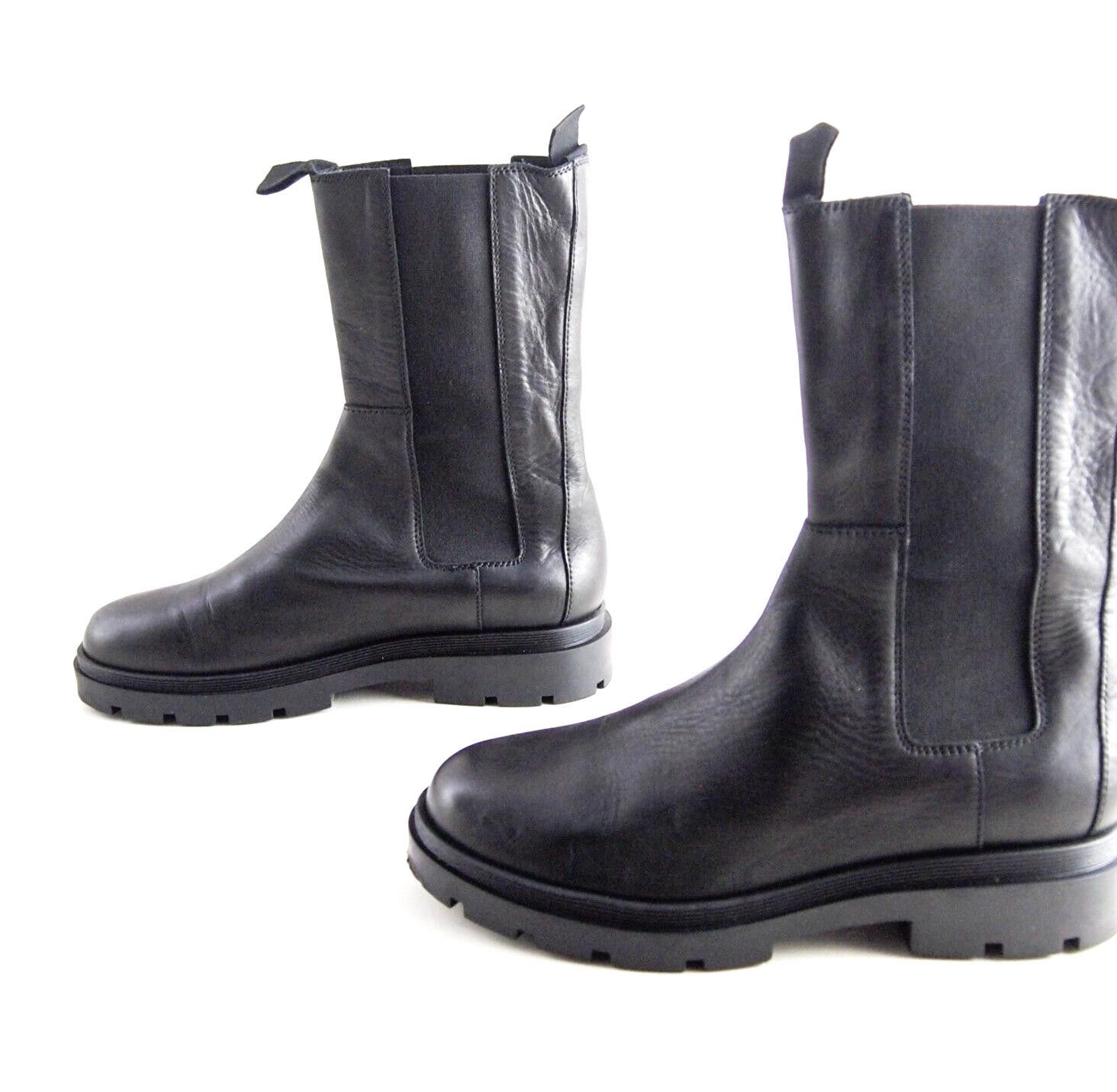 Designer Fabio Rusconi Mid Calf Boots Black Leather Womens US 9 EU 39 Size US 9 / IT 39 - 4 Thumbnail