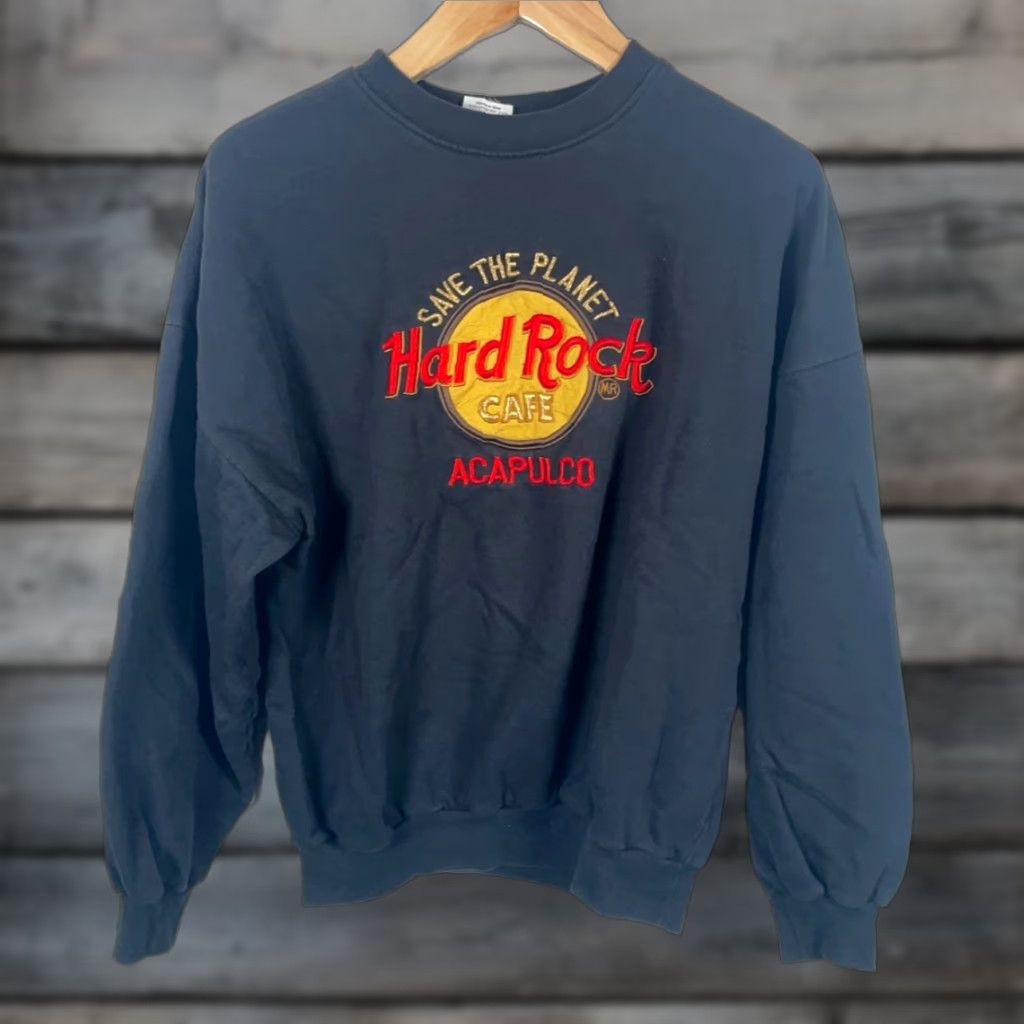 Hard Rock Cafe VINTAGE Hard Rock Cafe Acapulco Sweatshirt Graphic Print 90s Mens Large Black Pullover Crew Neck Fleece Size US L / EU 52-54 / 3 - 1 Thumbnail