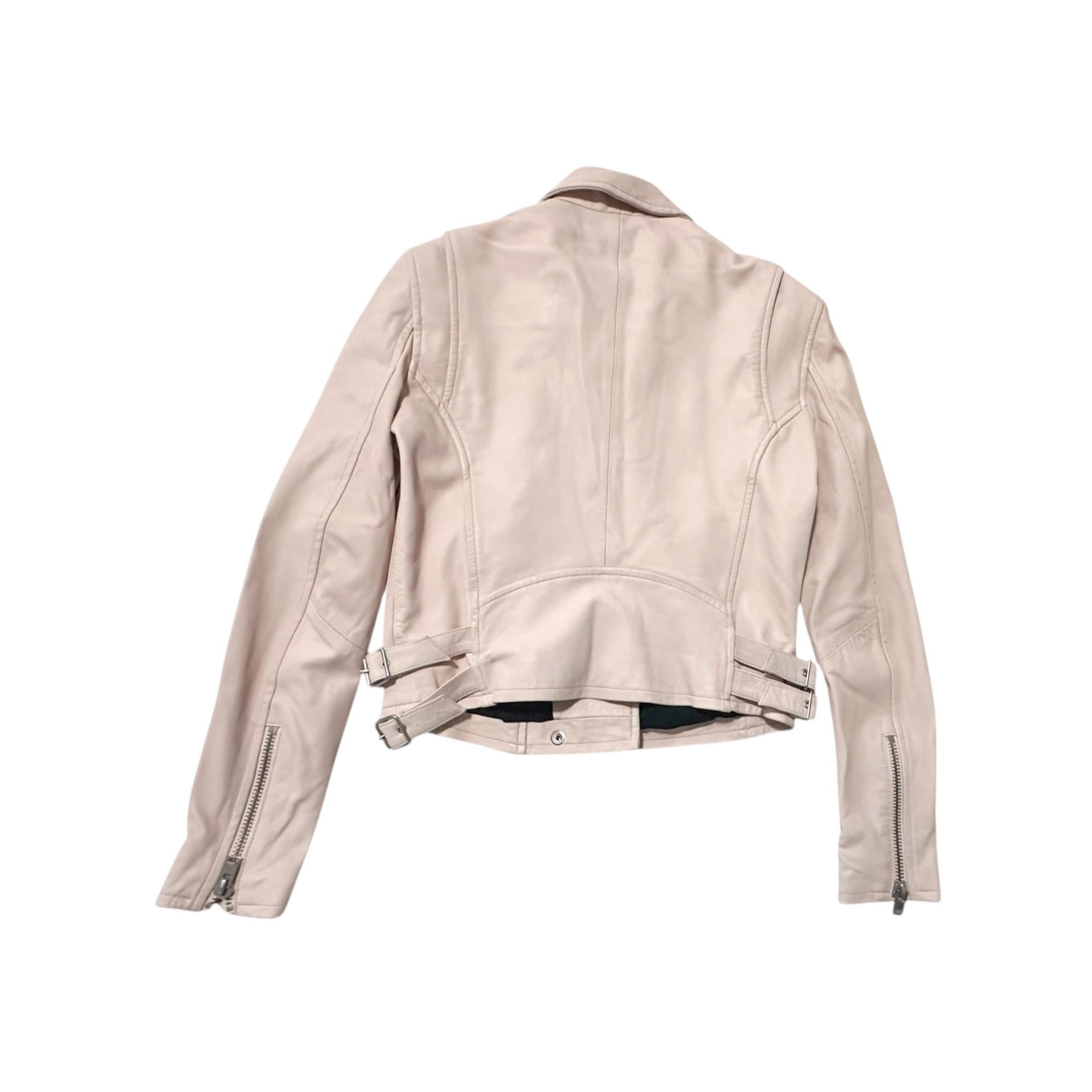 Iro IRO Ashville cropped washed-leather biker jacket, Nude Size M / US 6-8 / IT 42-44 - 6 Thumbnail
