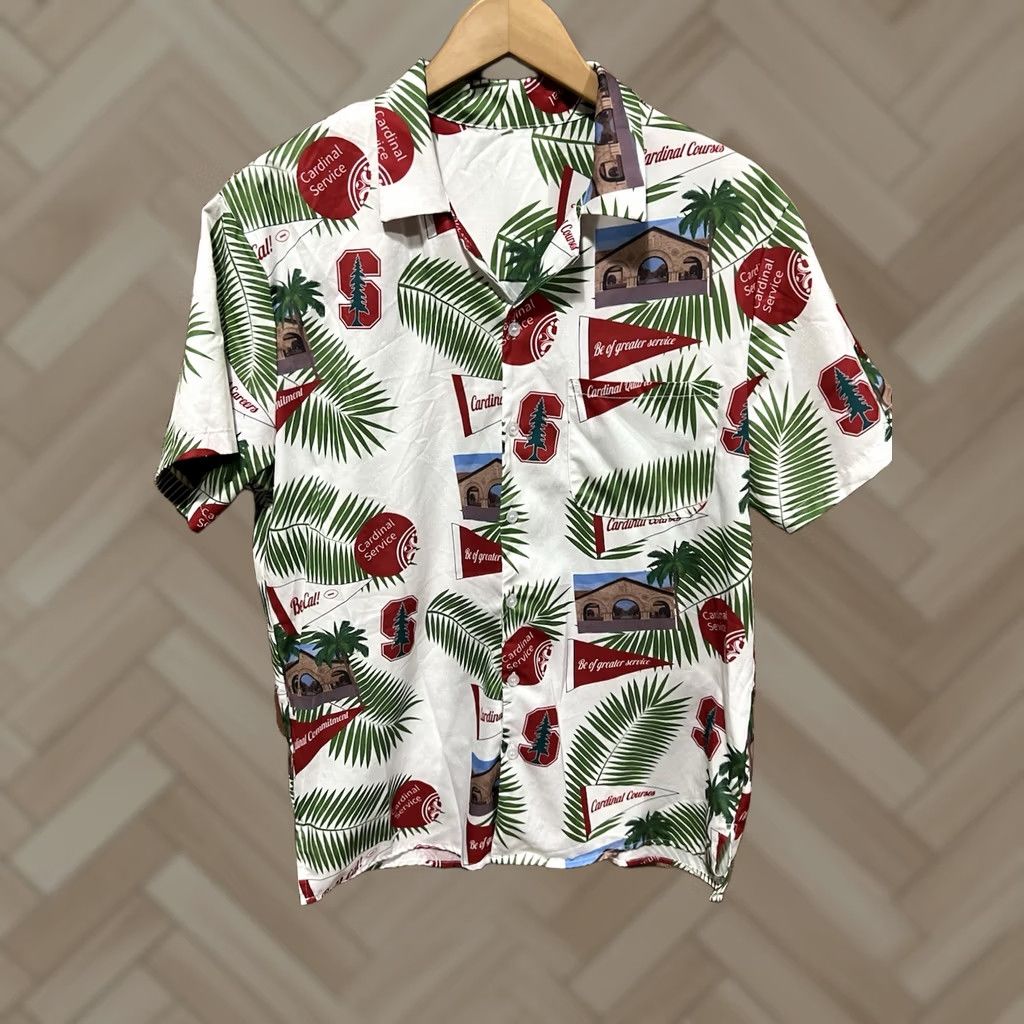 Vintage VINTAGE Stanford Cardinal Shirt Mens XS Green White Hawaiian Cardinal Service Size US XS / EU 42 / 0 - 1 Thumbnail