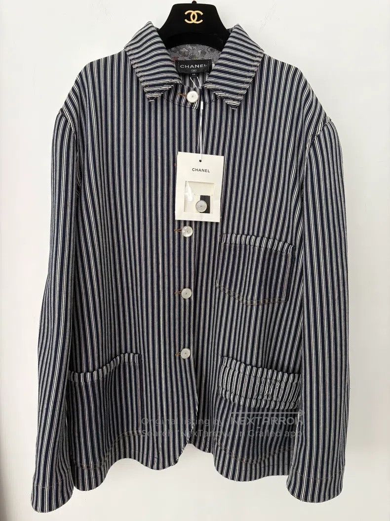 Chanel Chanel Blue and white striped shirt and mother-of-breasted Size M / US 6-8 / IT 42-44 - 1 Thumbnail