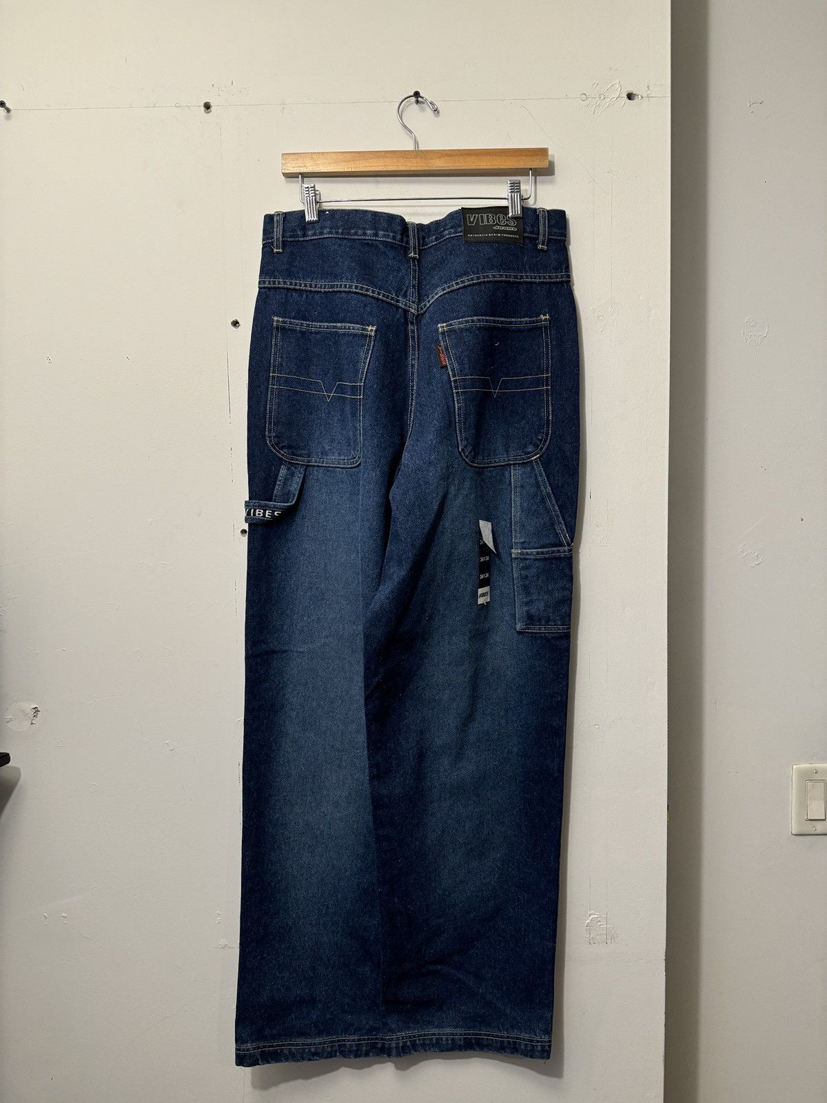 image of Jnco x Vintage Y2K Baggy Vibes Dark Denim Carpenter Jeans 34 in Blue, Men's