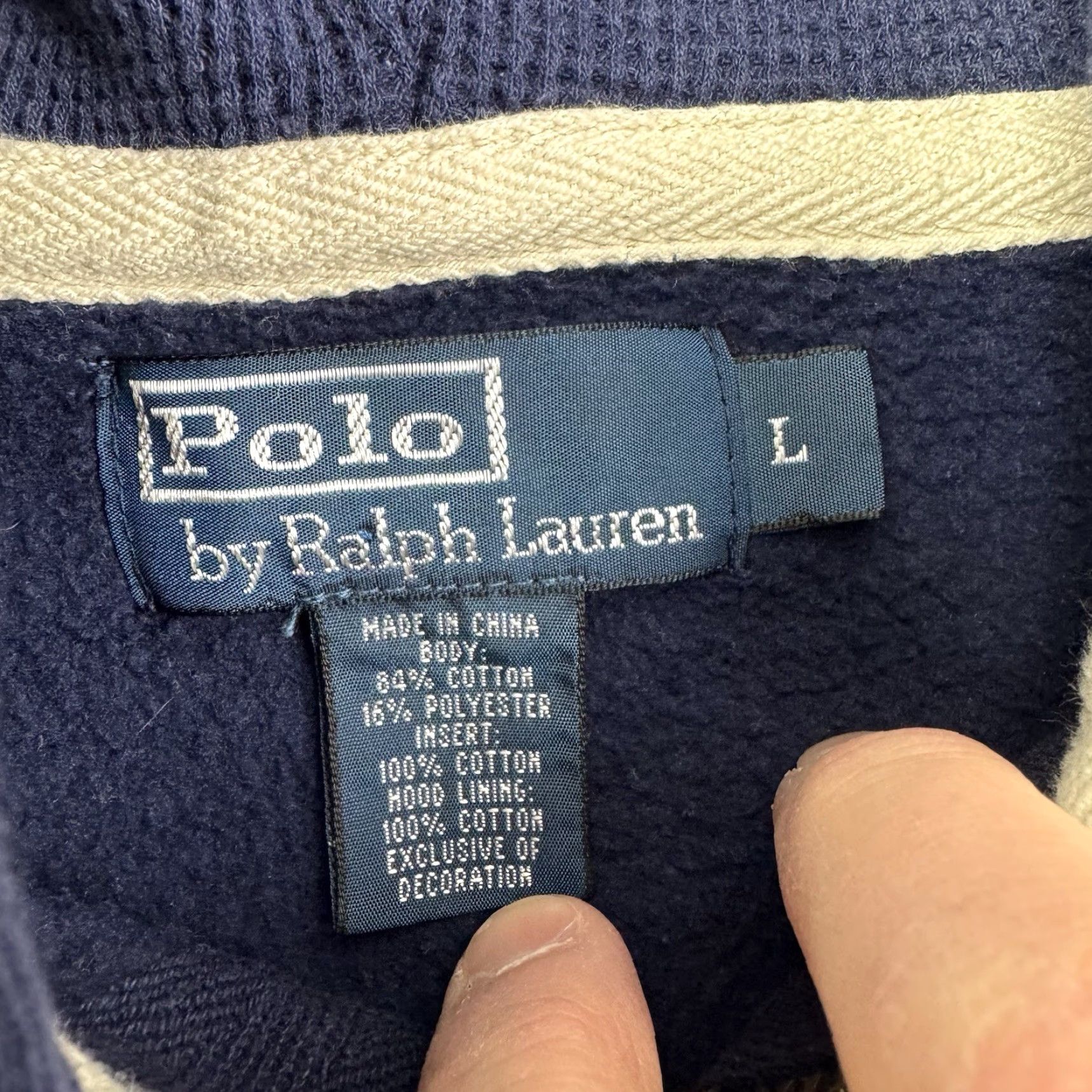 Polo Ralph Lauren VINTAGE Polo Ralph Lauren Hoodie Shirt Adult Large Blue 90s Punk Full Zip Hooded Pockets Mens Size US L / EU 52-54 / 3 - 3 Thumbnail