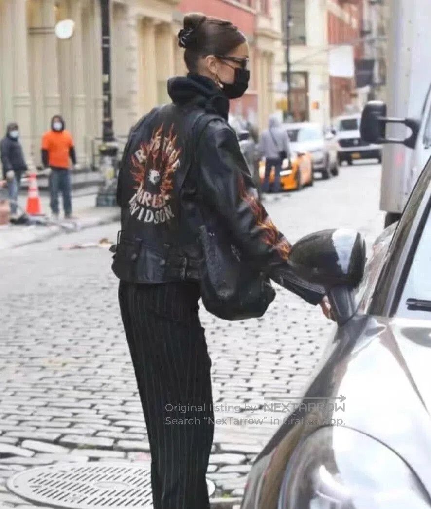 Vintage Vintage Harley Davidson Flame Embroidered Leather Jacket. Size US M / EU 48-50 / 2 - 6 Thumbnail